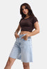 Kadın Ice 4s6-3 Midi Boy %100 Koton Relax Fit Denim Şort