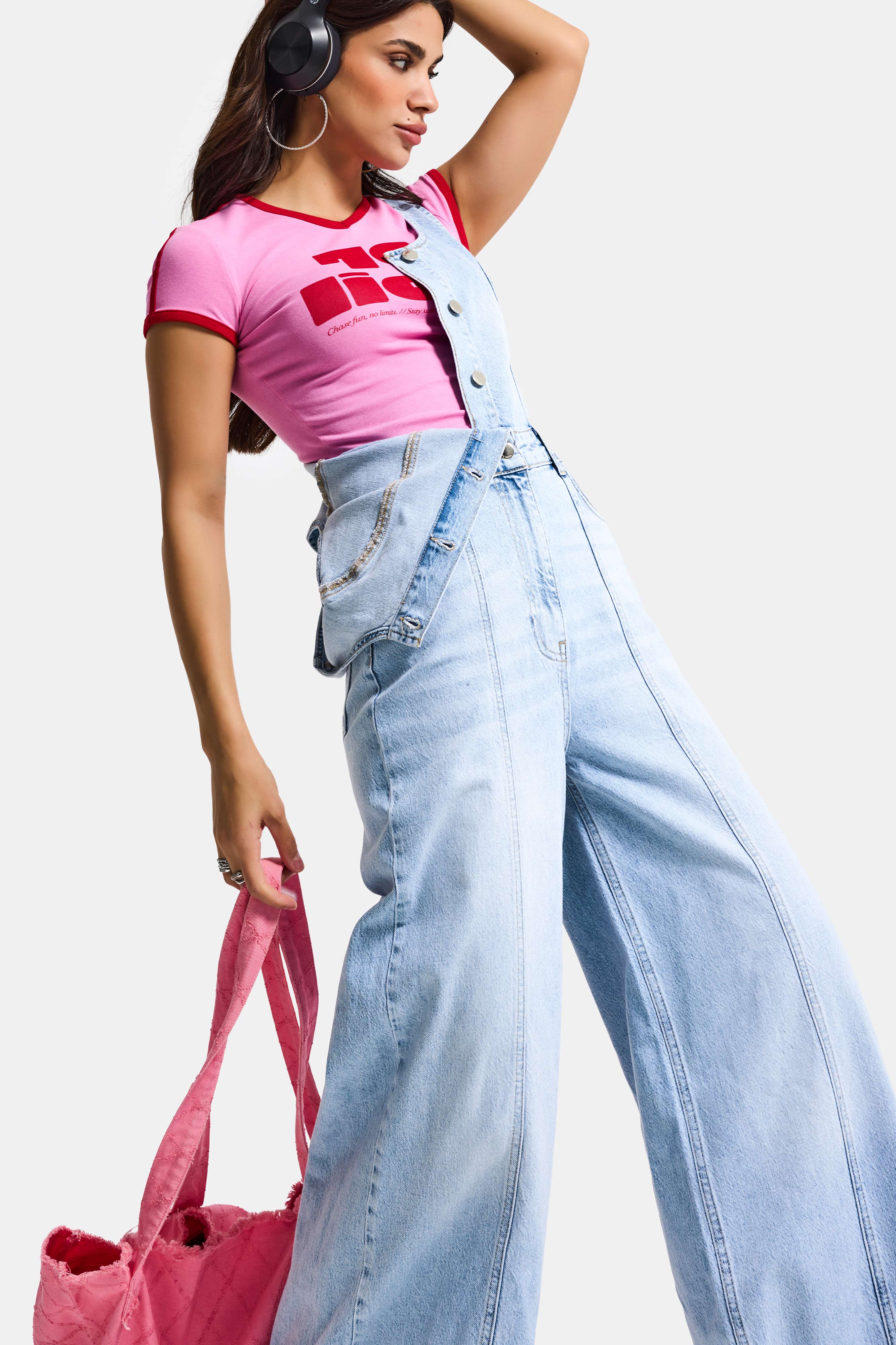 Kadın Ice 4s6-3 Palazzo Fit %100 Koton Denim Slopet Tulum