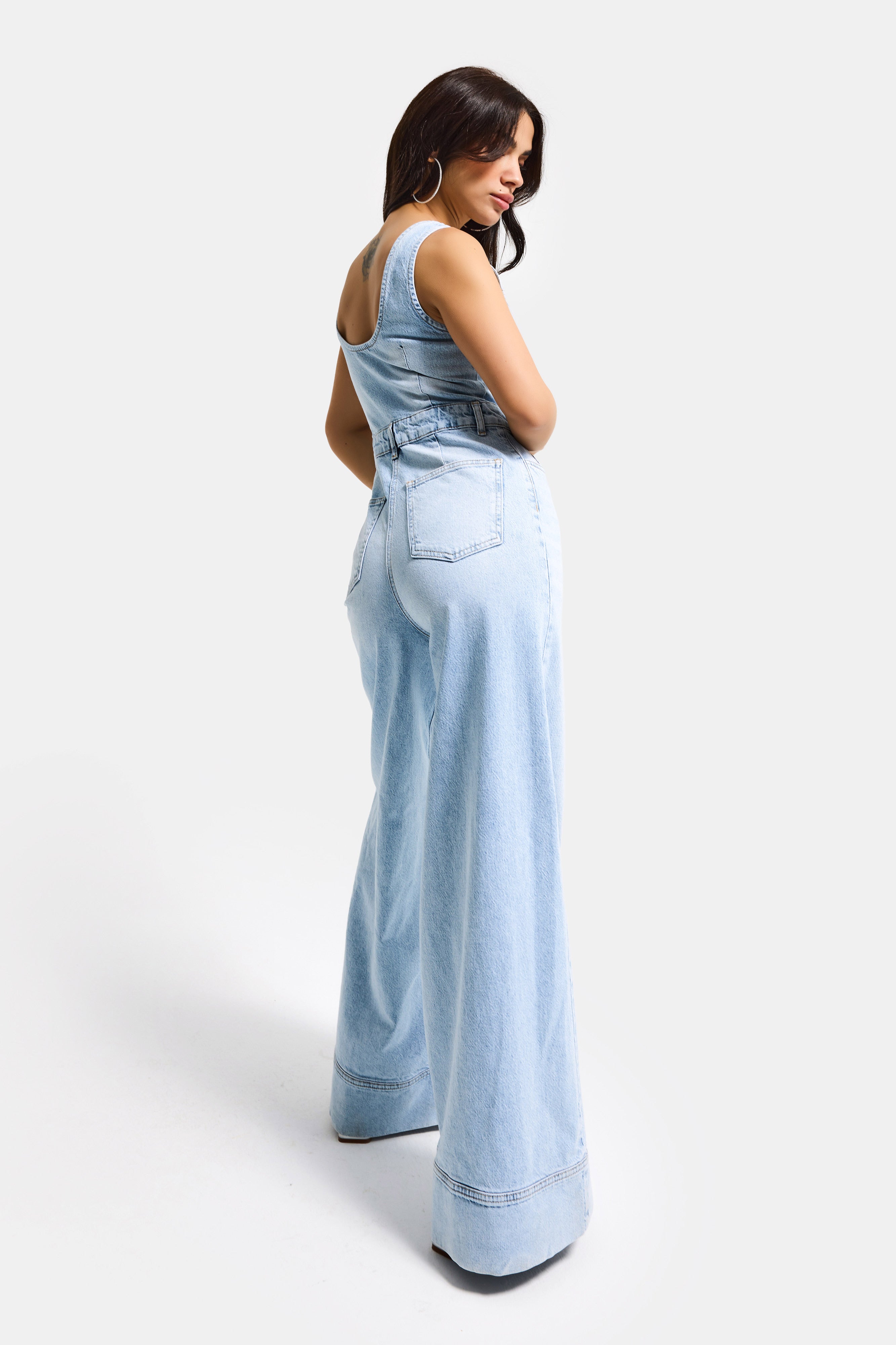 Kadın Ice 4s6-3 Palazzo Fit %100 Koton Denim Slopet Tulum