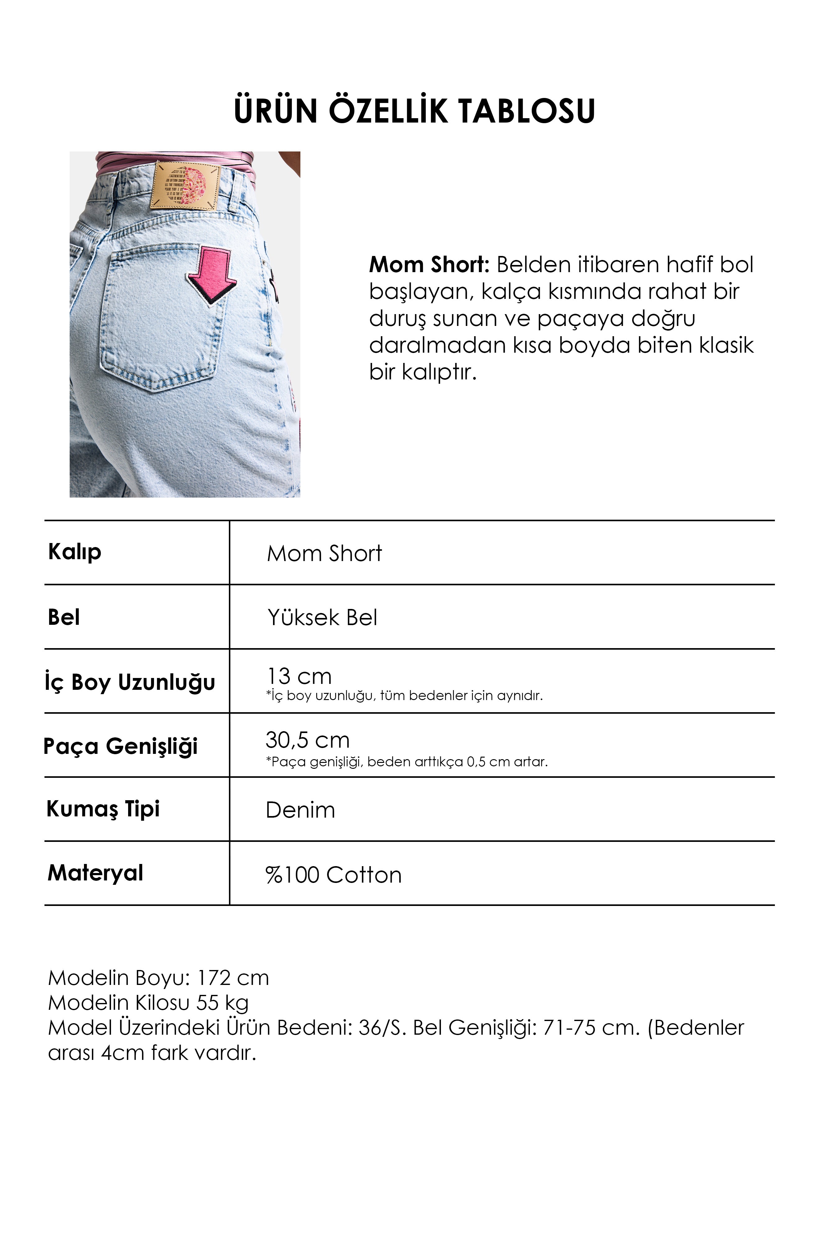 Women's Ice 4s6-3 Relax Mom Fit Denim Shorts with Embroidery Detail, Special Design