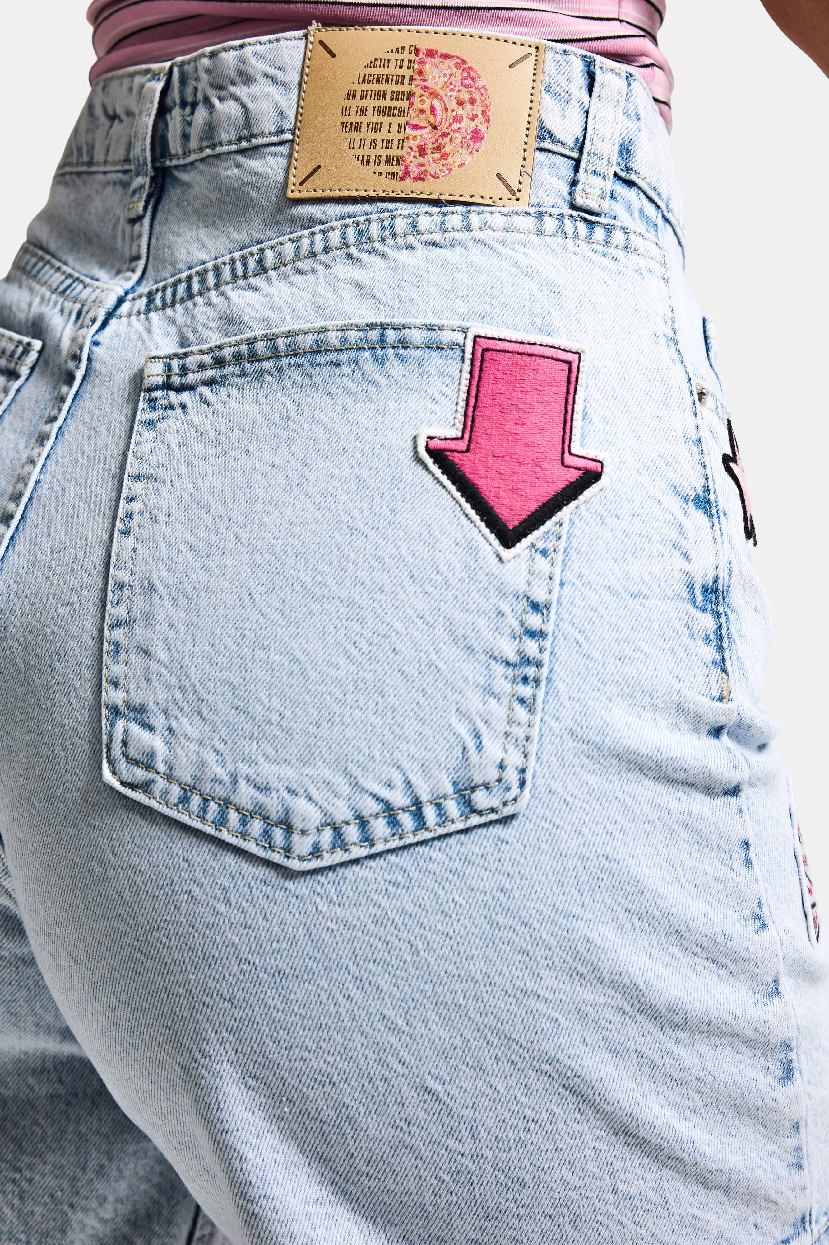 Women's Ice 4s6-3 Relax Mom Fit Denim Shorts with Embroidery Detail, Special Design