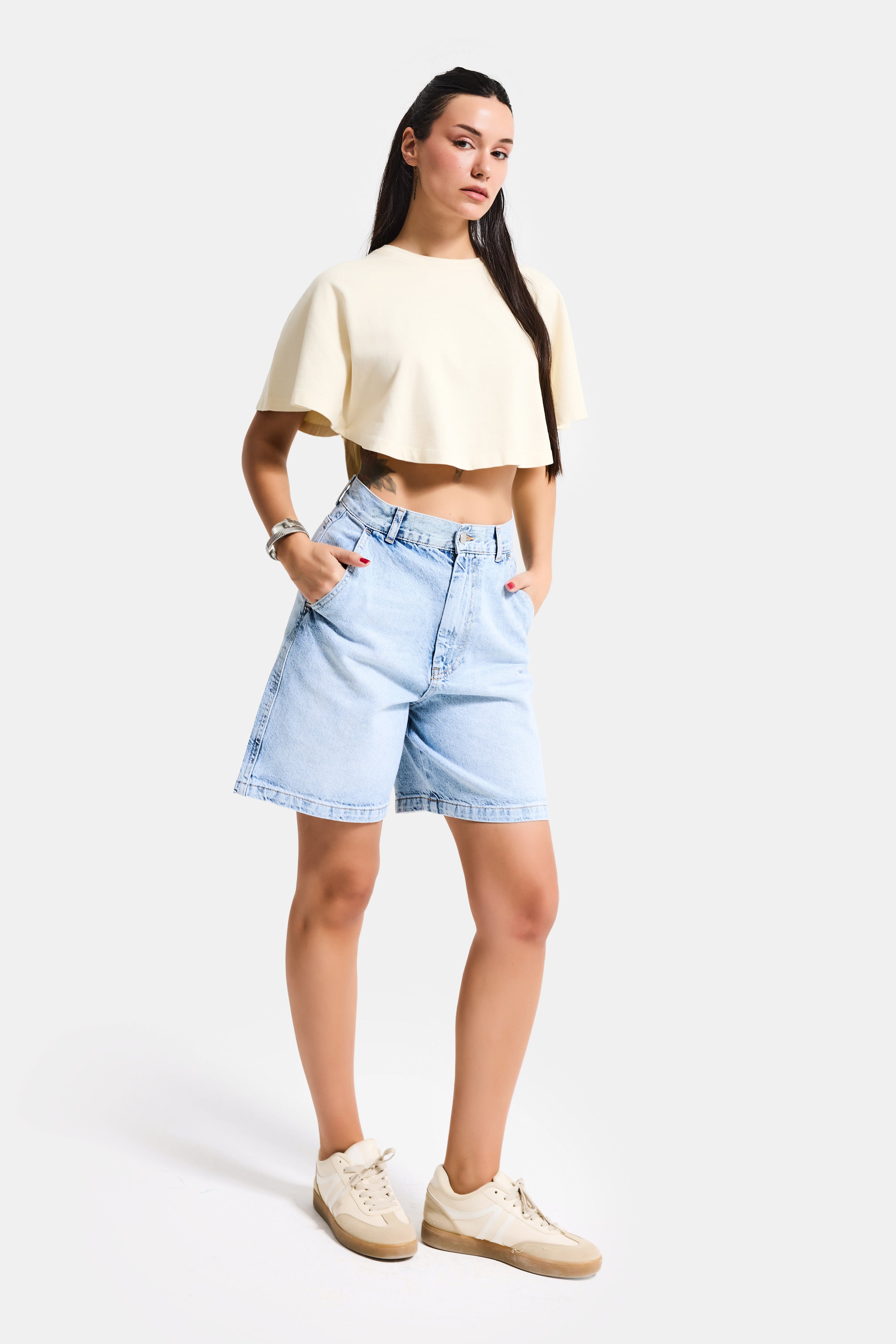 Kadın Ice 4s6-3 Skater Fit Bermuda Denim Şort