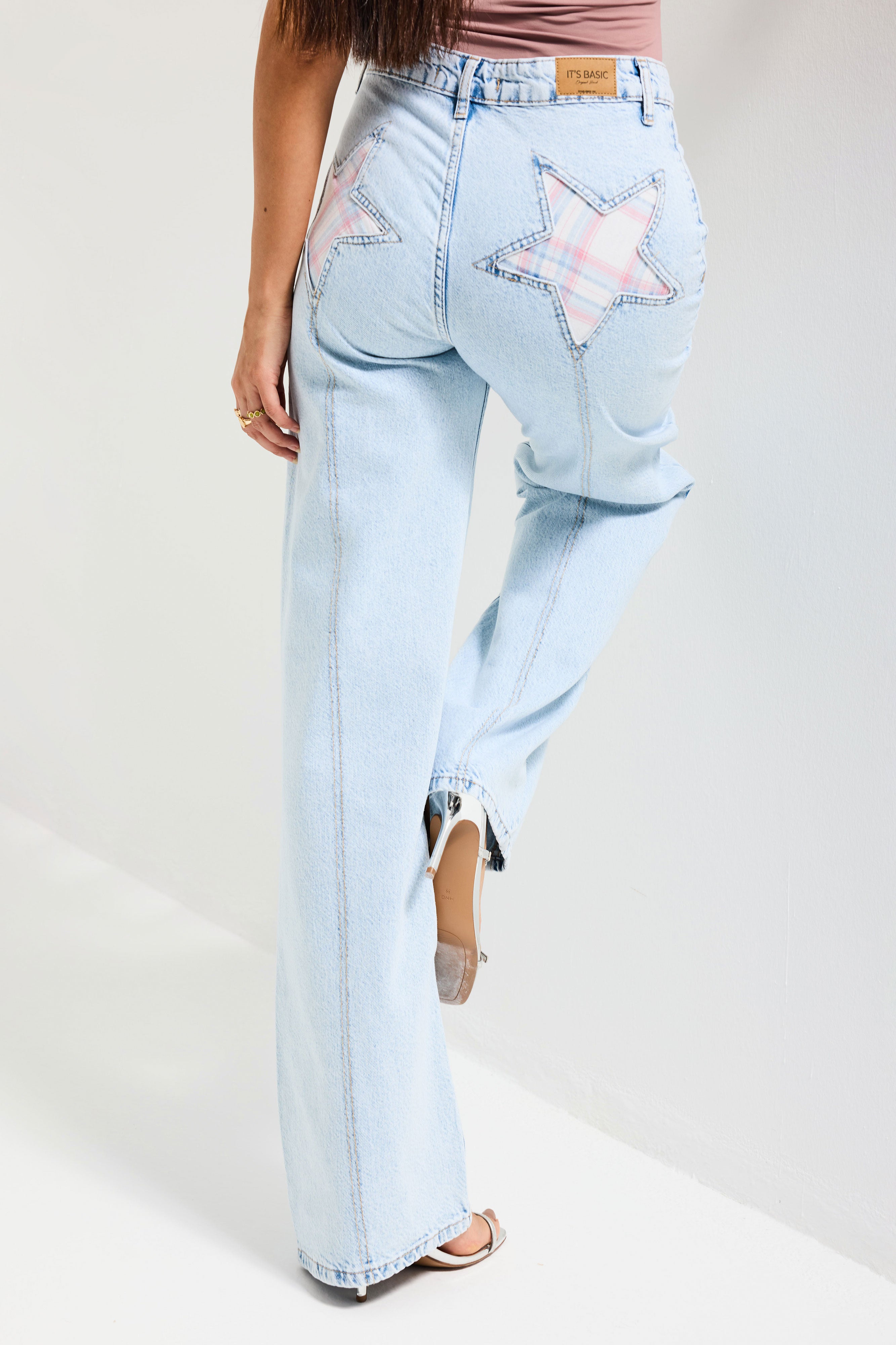 Kadın Ice 4s6-3 Straight Fit Cep Yıldız Detaylı Özel Tasarım Denim Jean