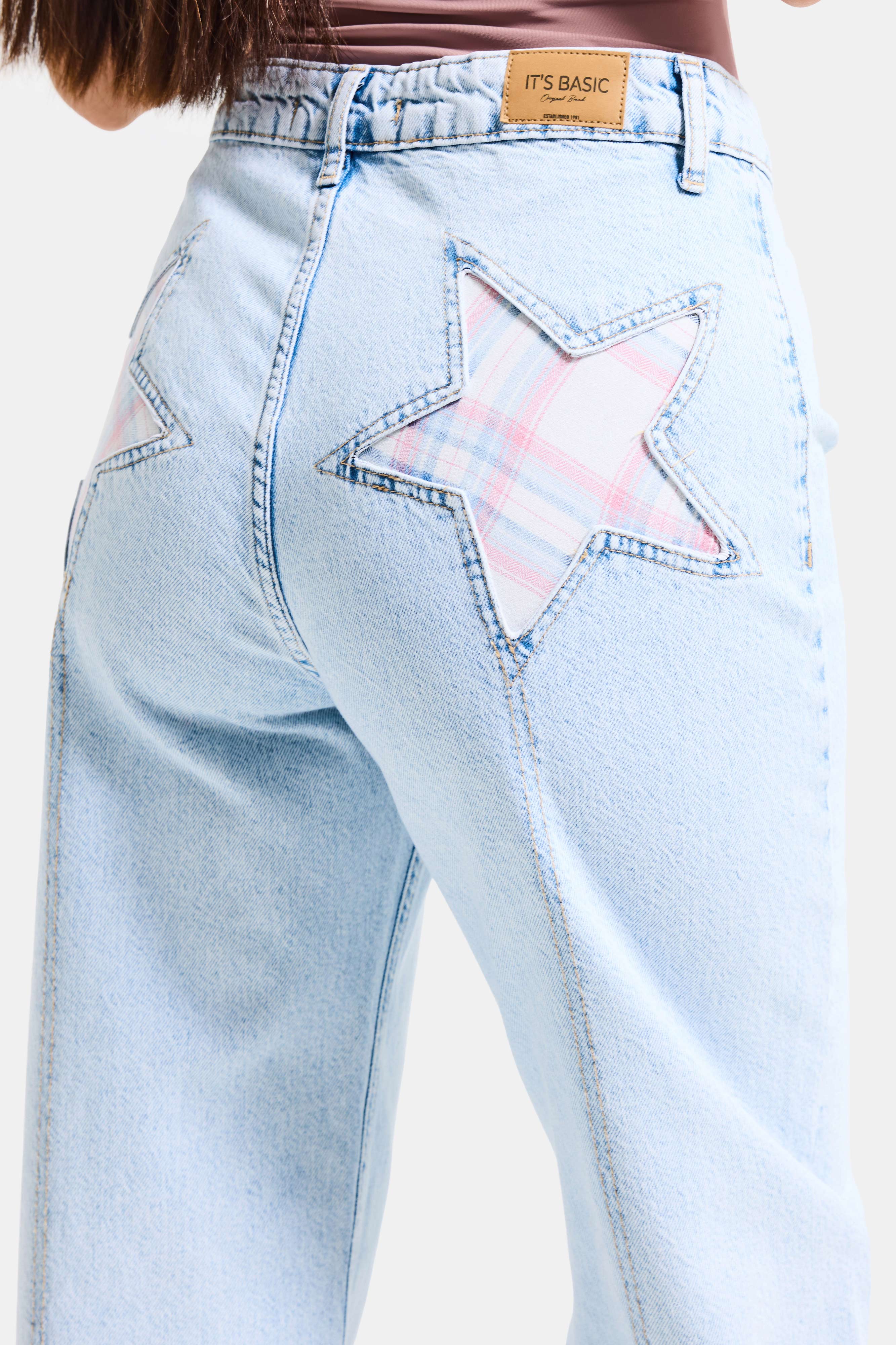 Kadın Ice 4s6-3 Straight Fit Cep Yıldız Detaylı Özel Tasarım Denim Jean