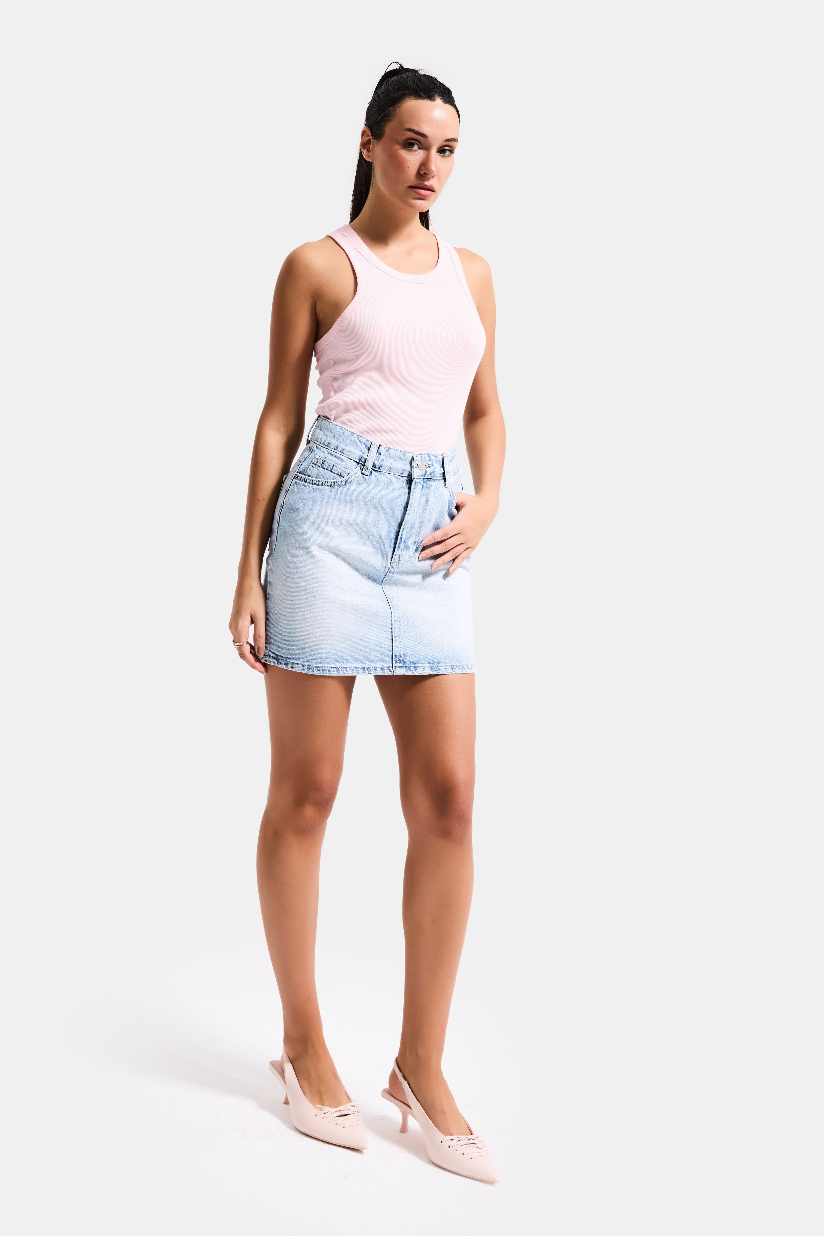 Kadın Ice 4s6-3 Straight Fit Mini Boy %100 Koton Denim Etek