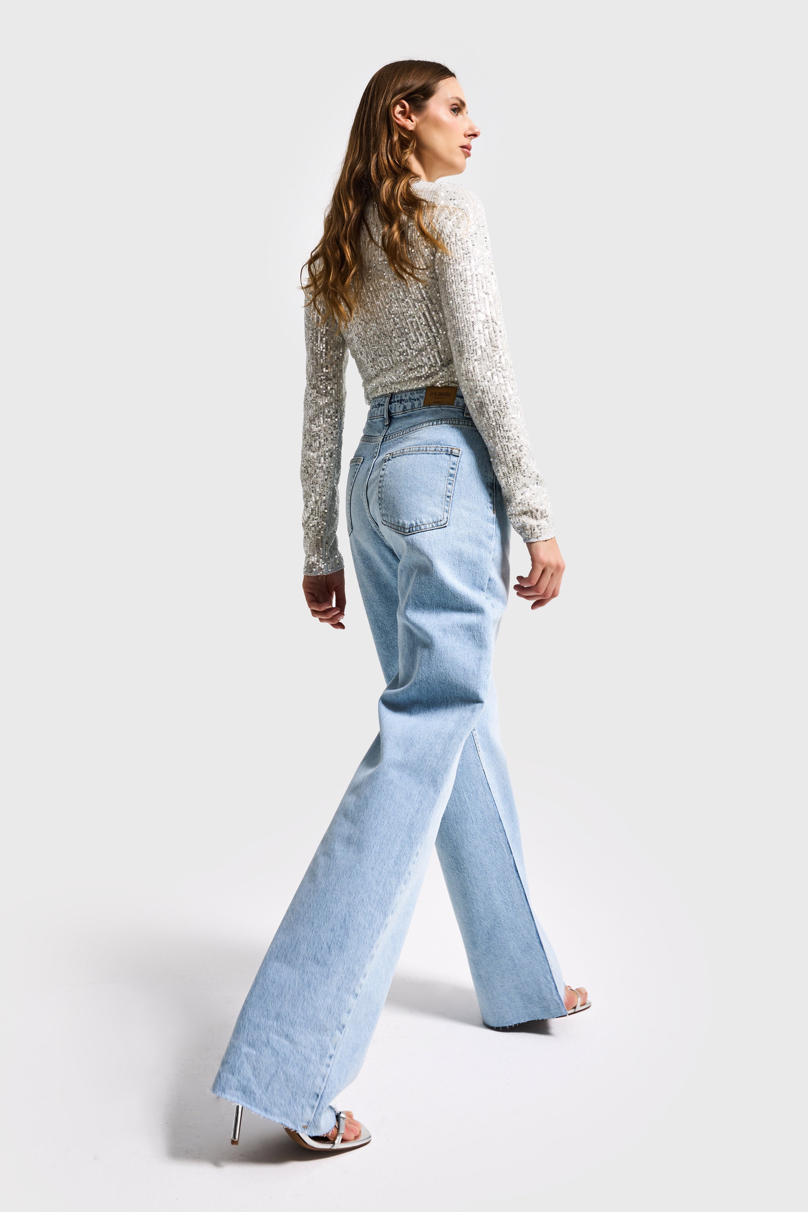 Kadın Ice 4s6-3 Straight Fit Yüksek Bel Elastan Kumaş Paça Dikişsiz Denim Jean