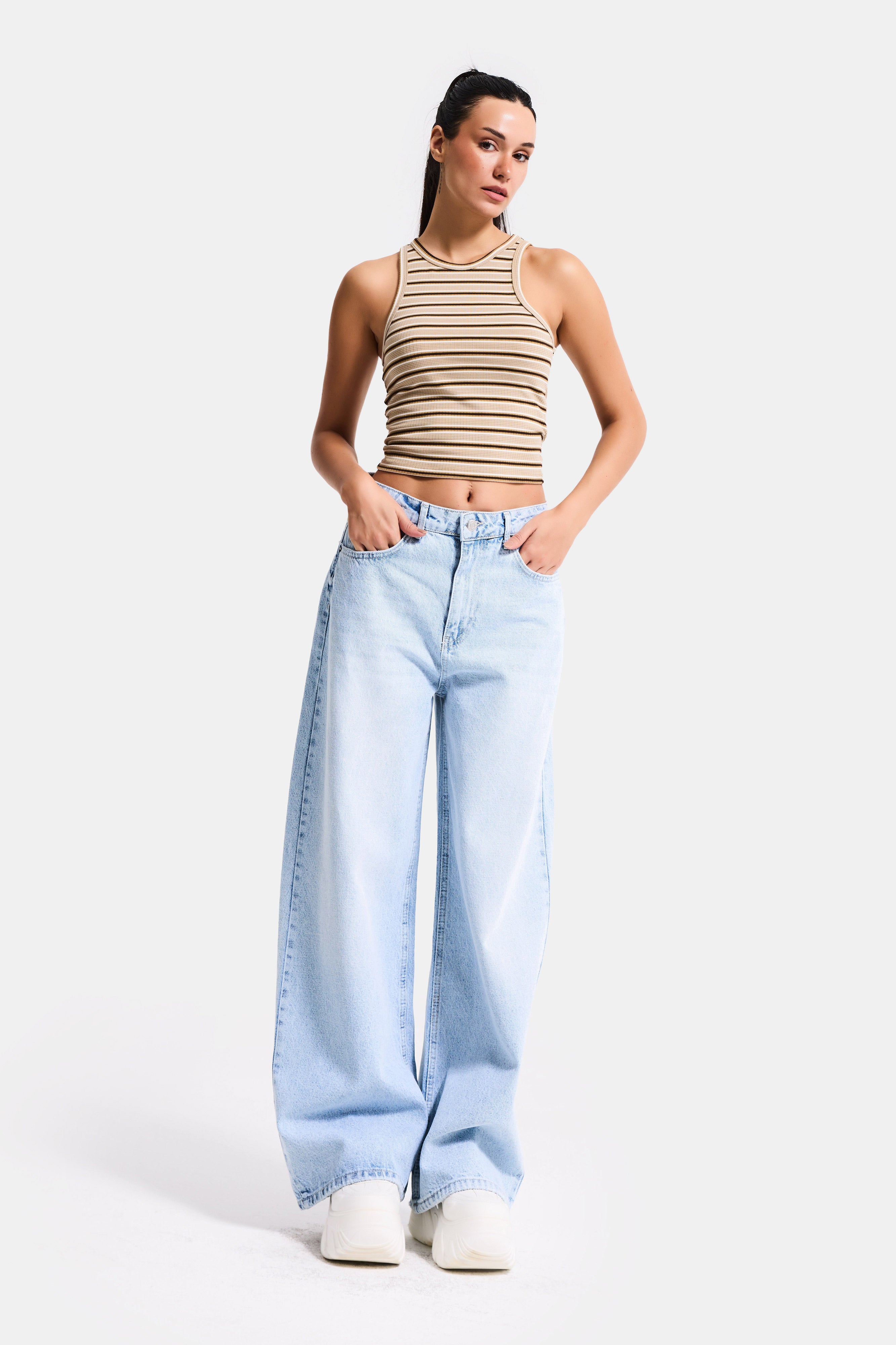 Kadın Ice 4s6-3 Süper Baggy Fit Bol Kesim Orta Bel Denim Jean