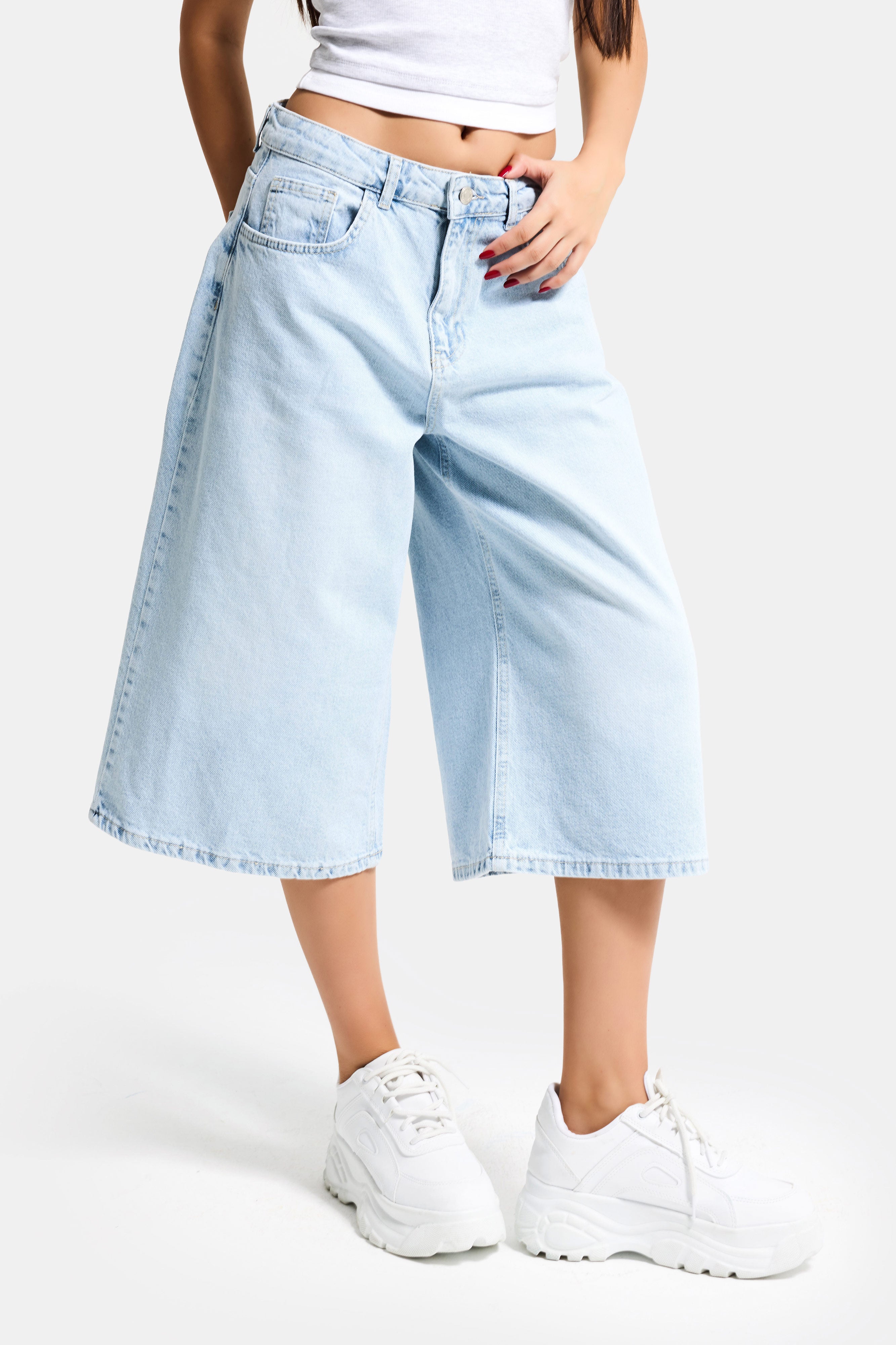 Kadın Ice 4s6-3 Süper Baggy Fit Maxi Boy Bermuda Denim Şort