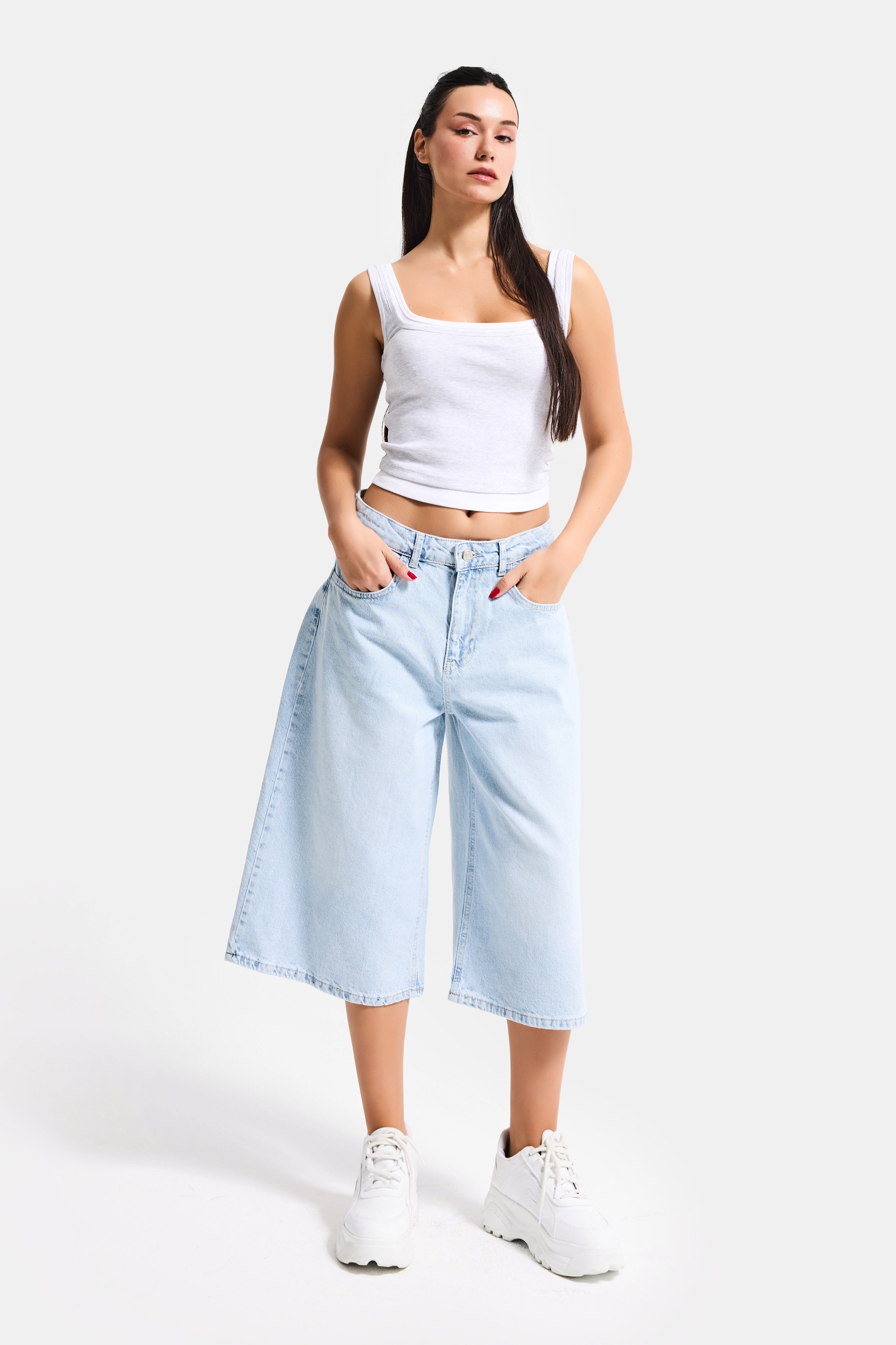 Kadın Ice 4s6-3 Süper Baggy Fit Maxi Boy Bermuda Denim Şort