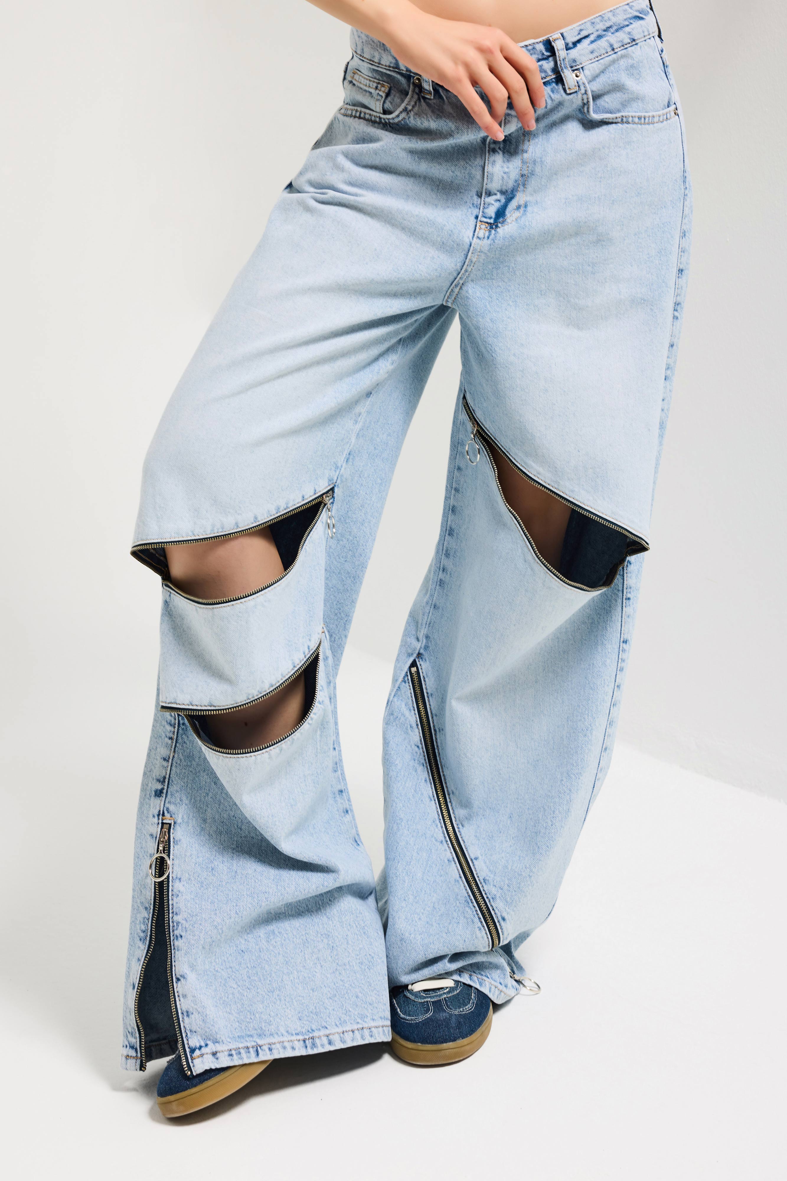 Kadın Ice 4s6-3 Süper Baggy Fit Özel Tasarım Denim Jean