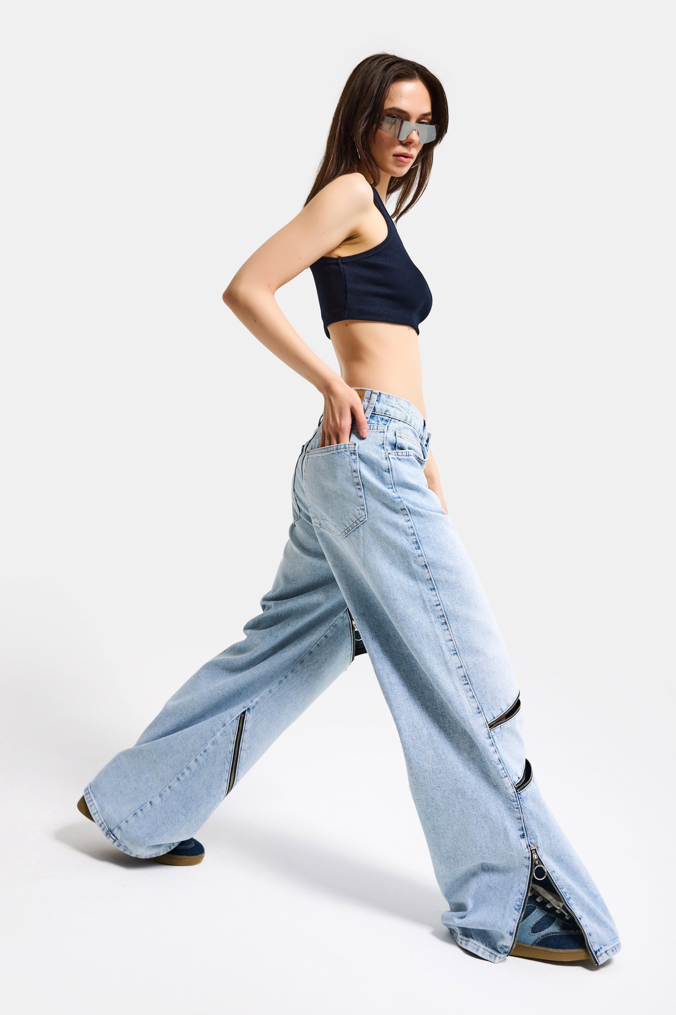 Kadın Ice 4s6-3 Süper Baggy Fit Özel Tasarım Denim Jean