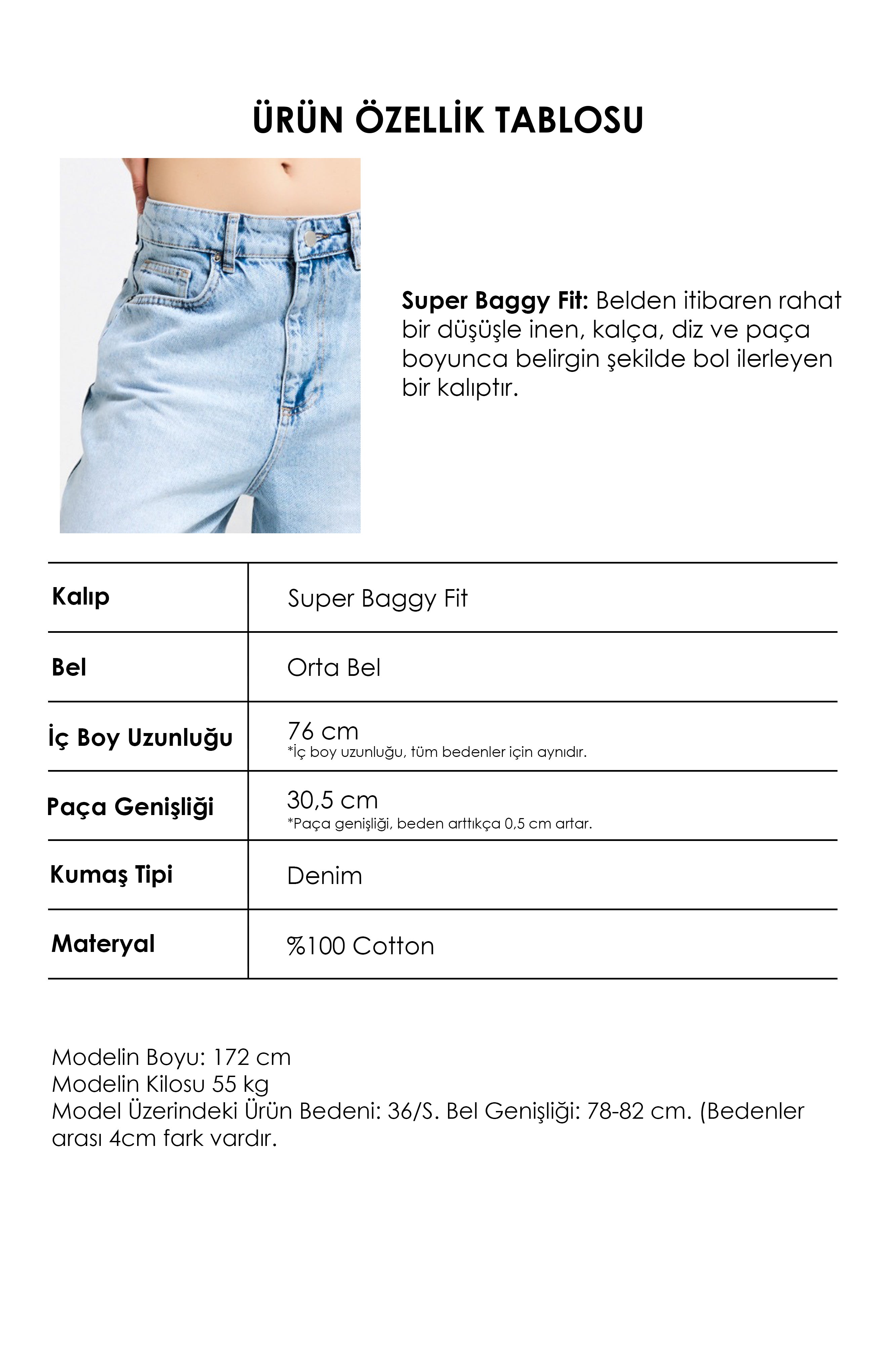 Kadın Ice 4s6-3 Süper Baggy Fit Özel Tasarım Denim Jean