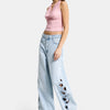 Women's Ice 4s6-3 Super Baggy Custom Design Denim Jeans with Heart Embroidery