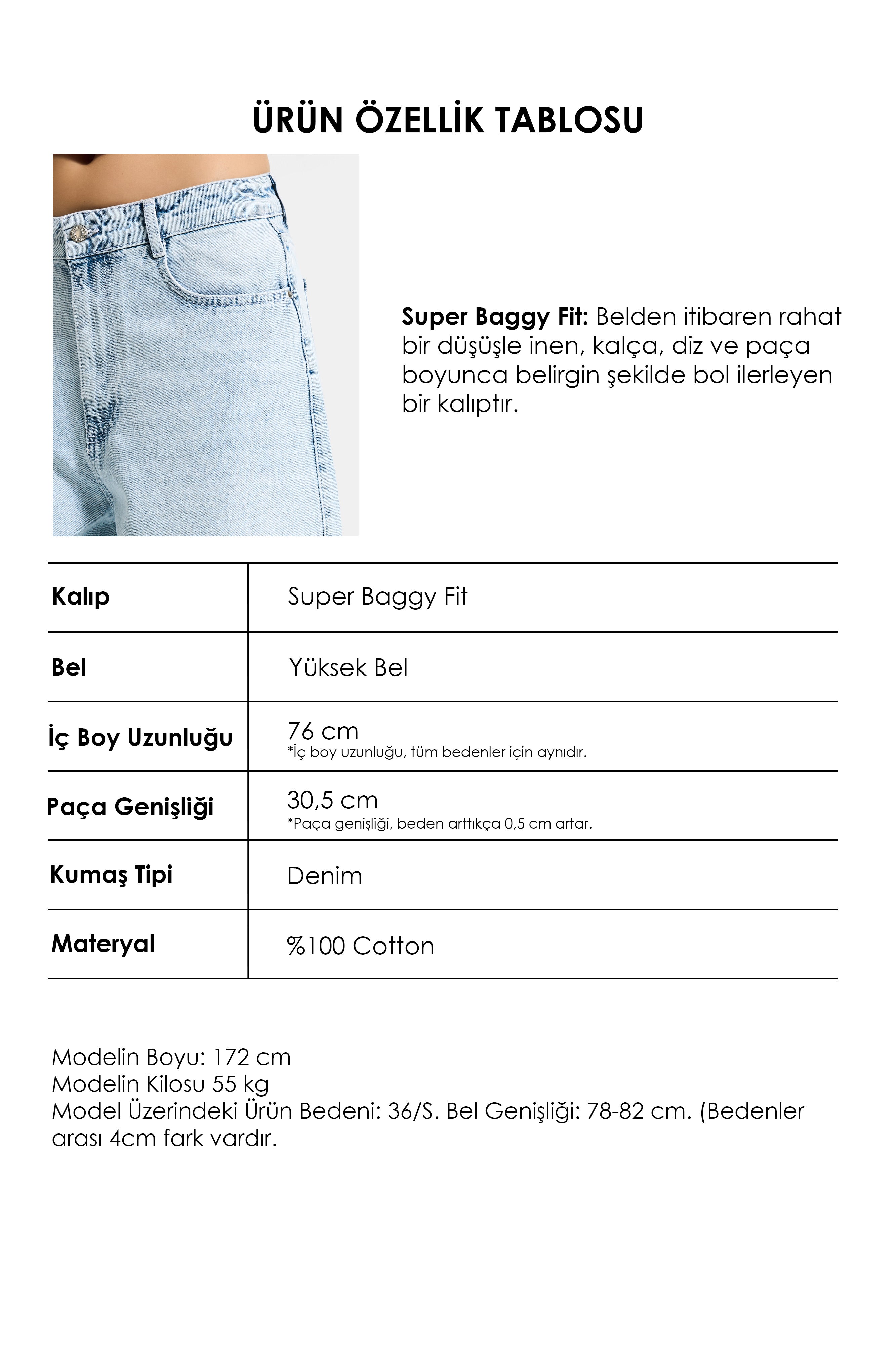 Kadın Ice 4s6-3 Süper Baggy Kalp Nakış Detaylı Özel Tasarım Denim Jean