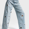 Kadın Ice 4s6-65 Baggy Fit Kuş Gözü Detaylı Özel Tasarım Denim Jean