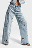 Women's Ice 4s6-65 Baggy Fit Eyelet Detailed Custom Design Denim Jean