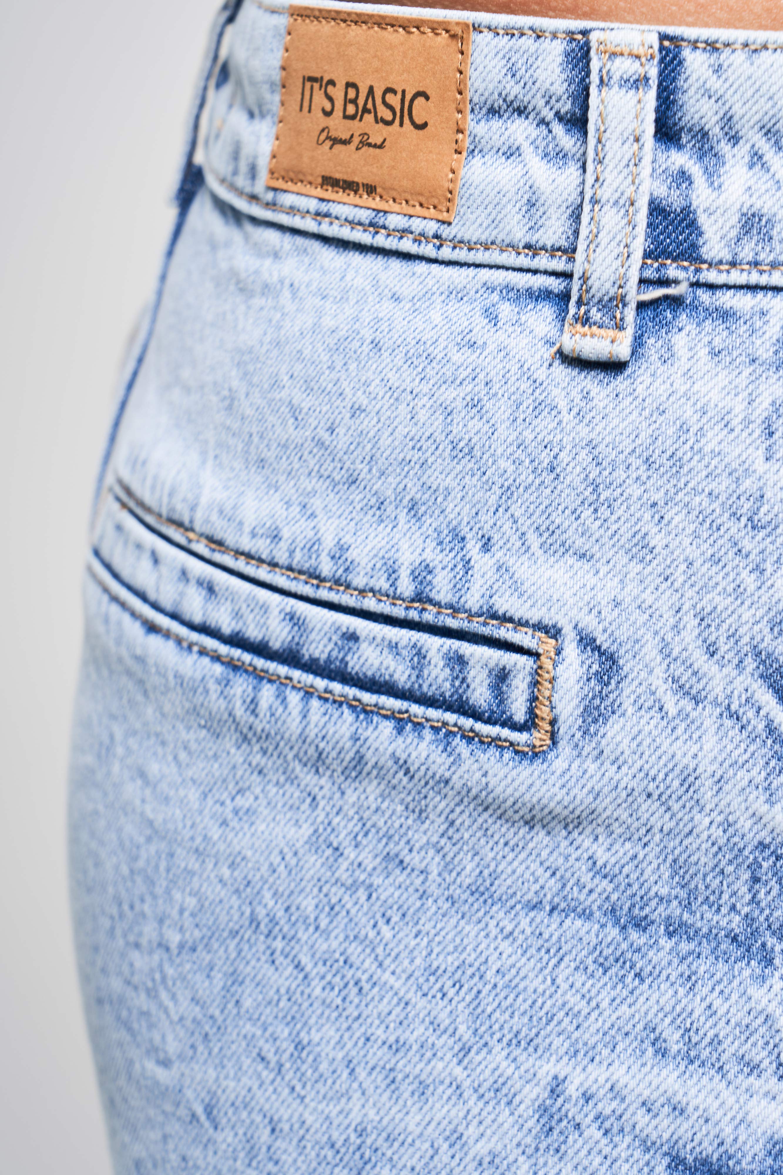 Kadın Ice Kot Rengi 11s5-3 Süper Mini Boy %100 Koton Denim Mini Şort