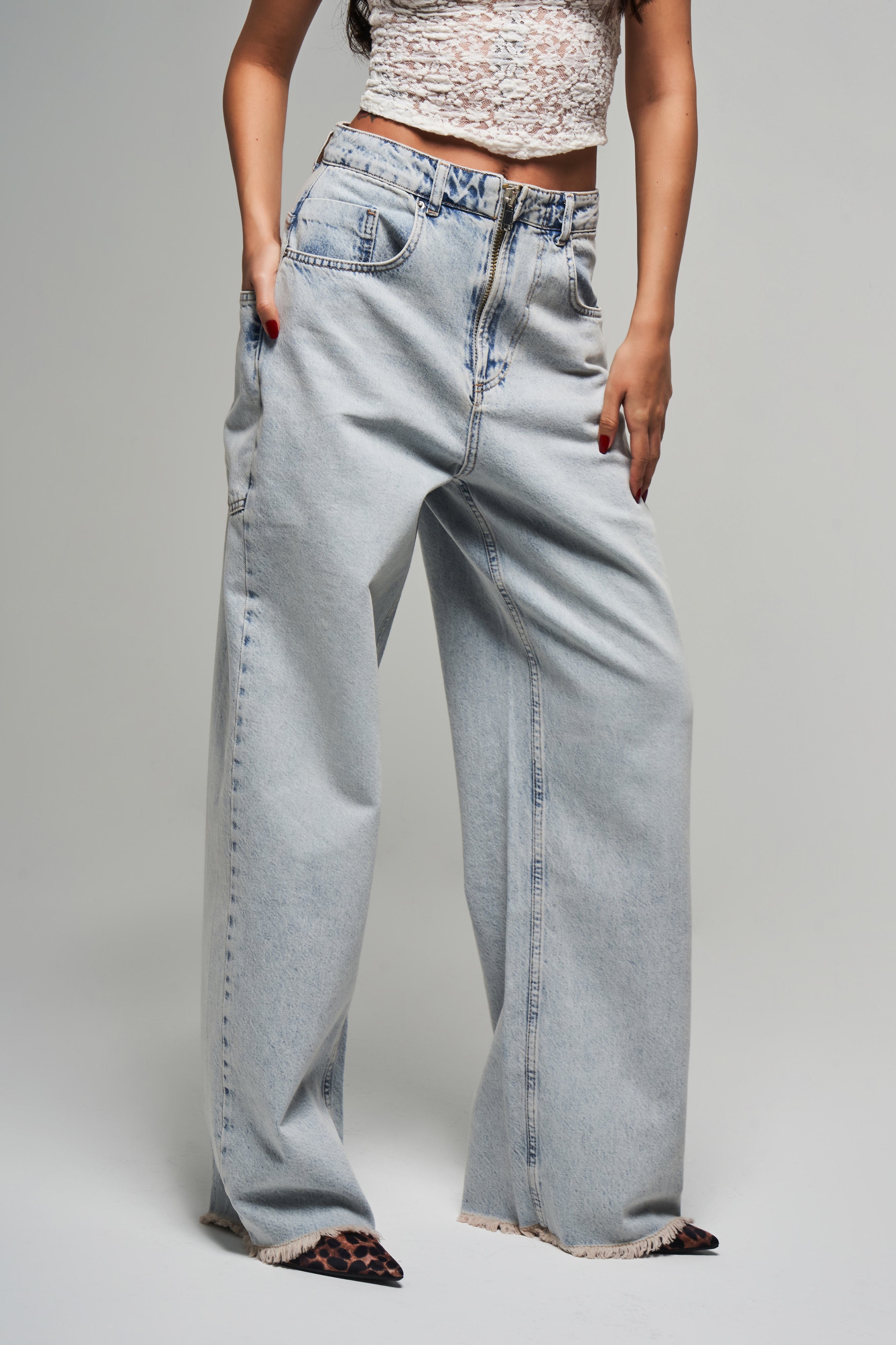 Kadın Ice Kot Rengi 4s5-75 Skater Fit %100 Koton Fermuar Detaylı Denim Jean