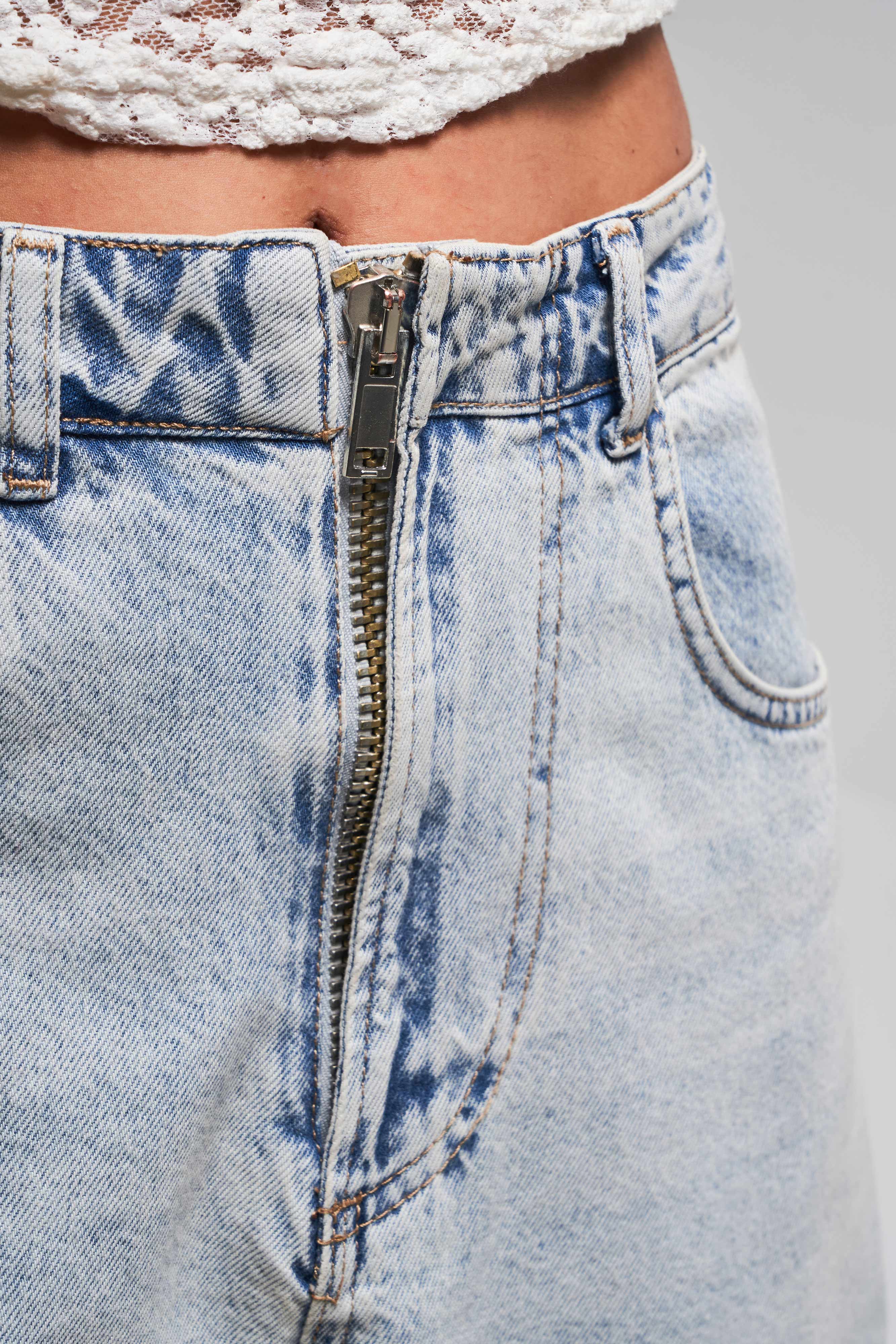 Kadın Ice Kot Rengi 4s5-75 Skater Fit %100 Koton Fermuar Detaylı Denim Jean