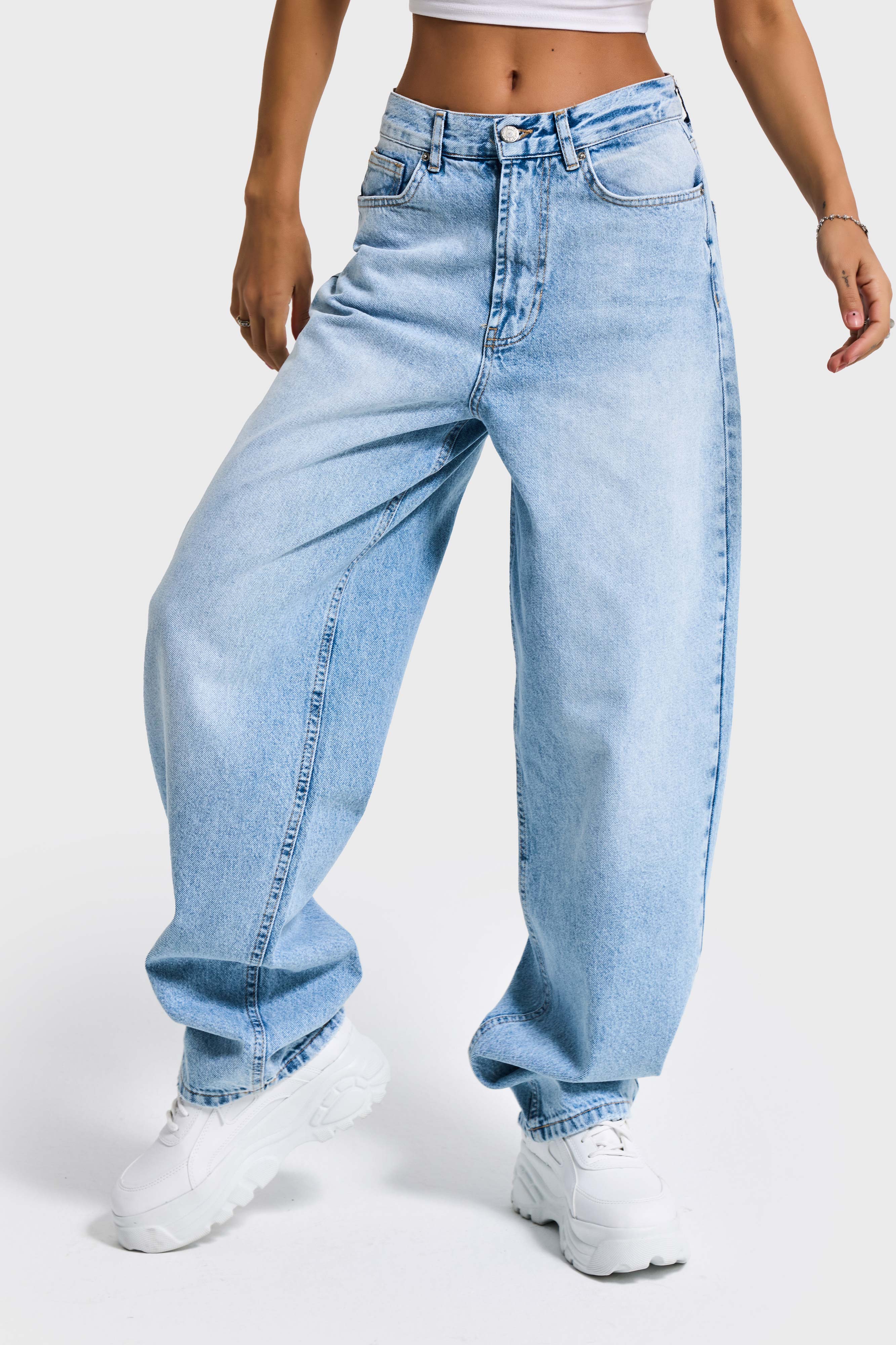 Kadın Ice Kot Rengi Cindy 4s6-3 Skater Fit Bol Kesim %100 Koton Denim Jean