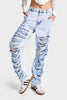 Women's Ice Blue Denim D-11s5-100 Skater Fit Distressed Lace Detail Design Denim Jean