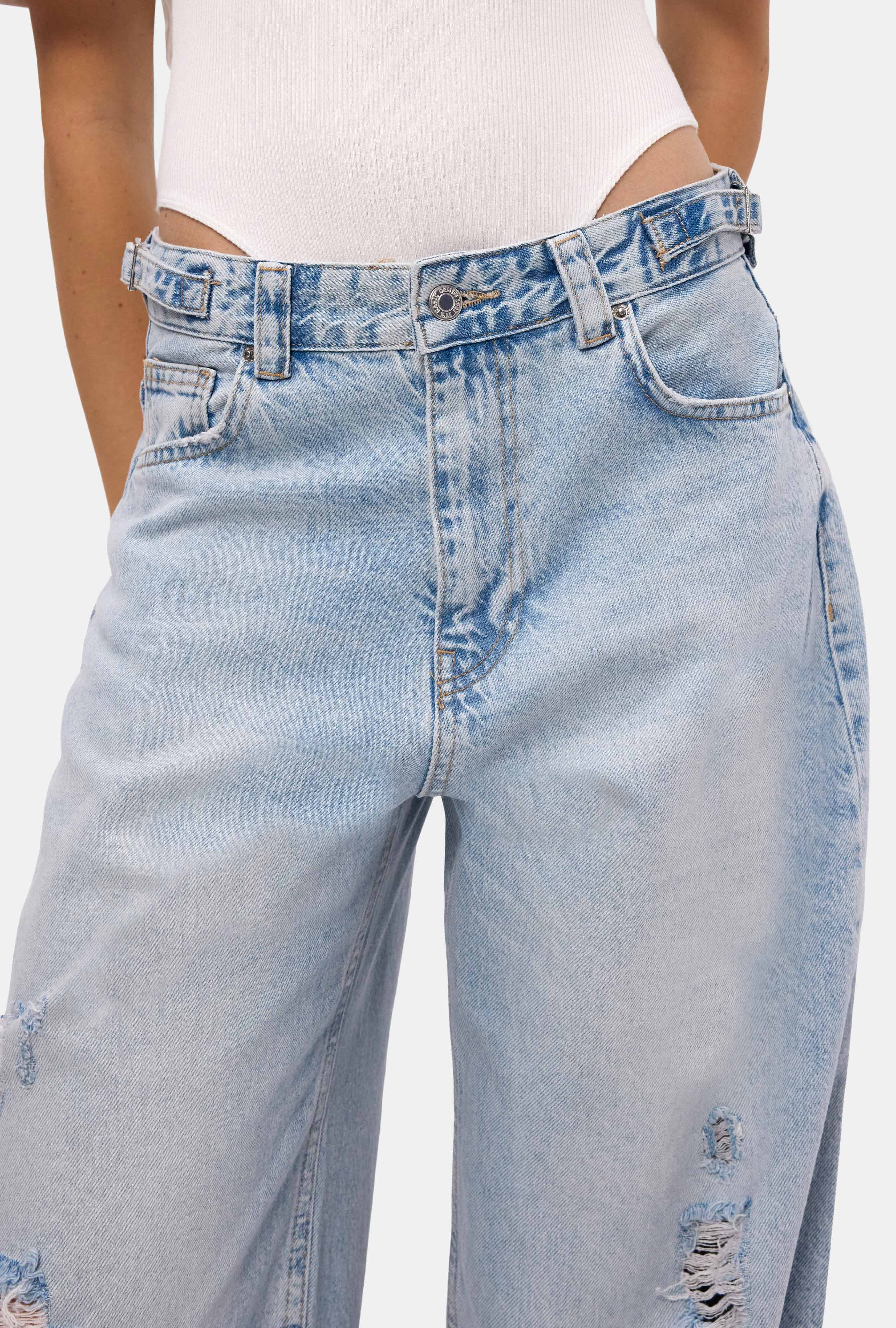 Kadın Ice Lotus 12s6-3 Süper Baggy Fit Denim Jean