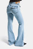 Kadın Ice Rengi 4s6-3 SLN05 Mide Rise Flare Fit Süper Esnek Kumaş İç Boy 83cm Denim Jean
