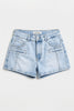 Kadın Ice Renk 4s6-3 Mom Fit Cep Detaylı Komfort Kumaş Denim Şort
