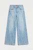 Women's Ice Color 4s6-32 Palazzo Fit Flexible Fabric Inseam 80cm Denim Jeans