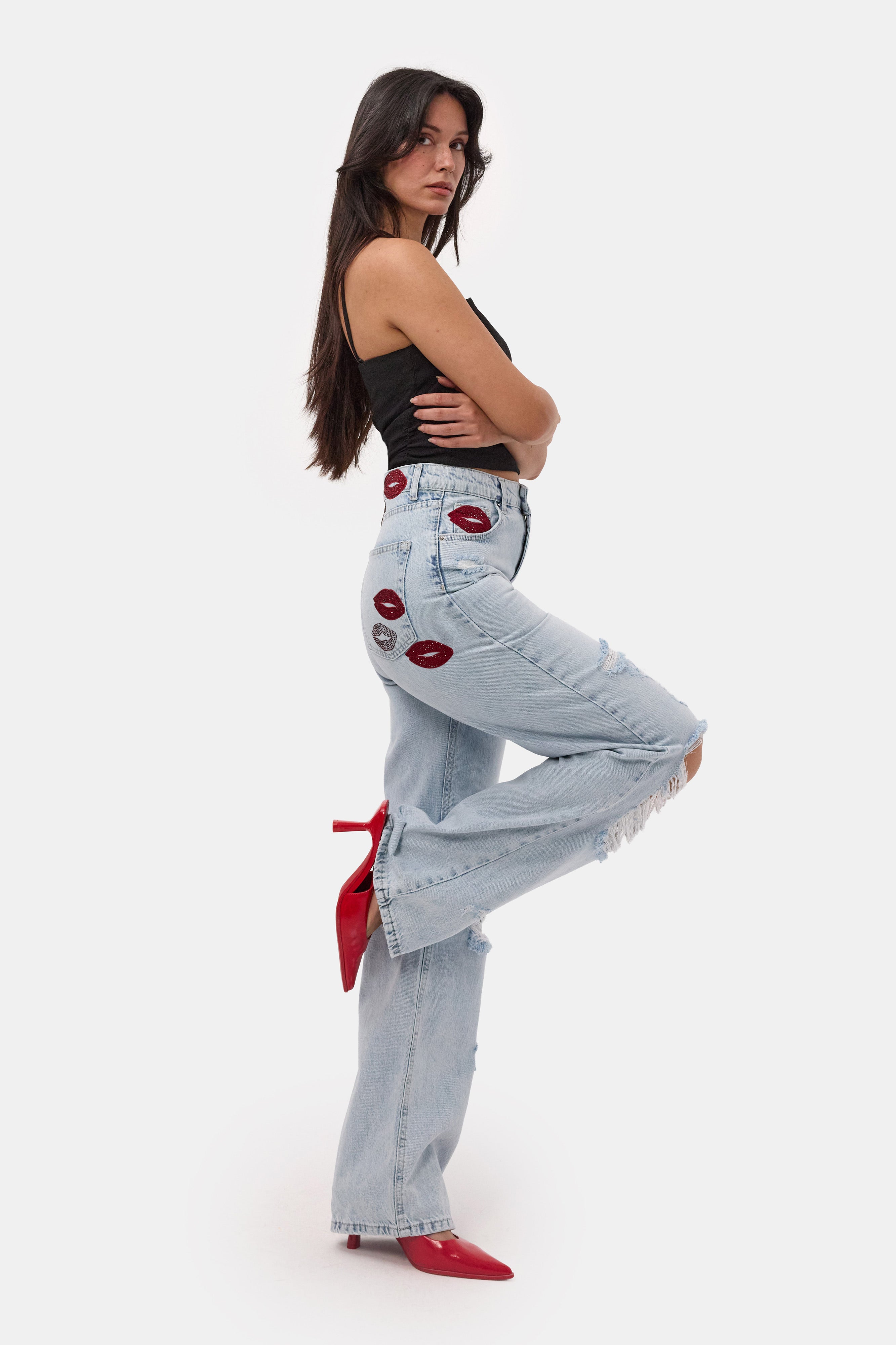 Kadın Ice T-12s6-3 Straight Fit Özel Tasarım Denim Jean