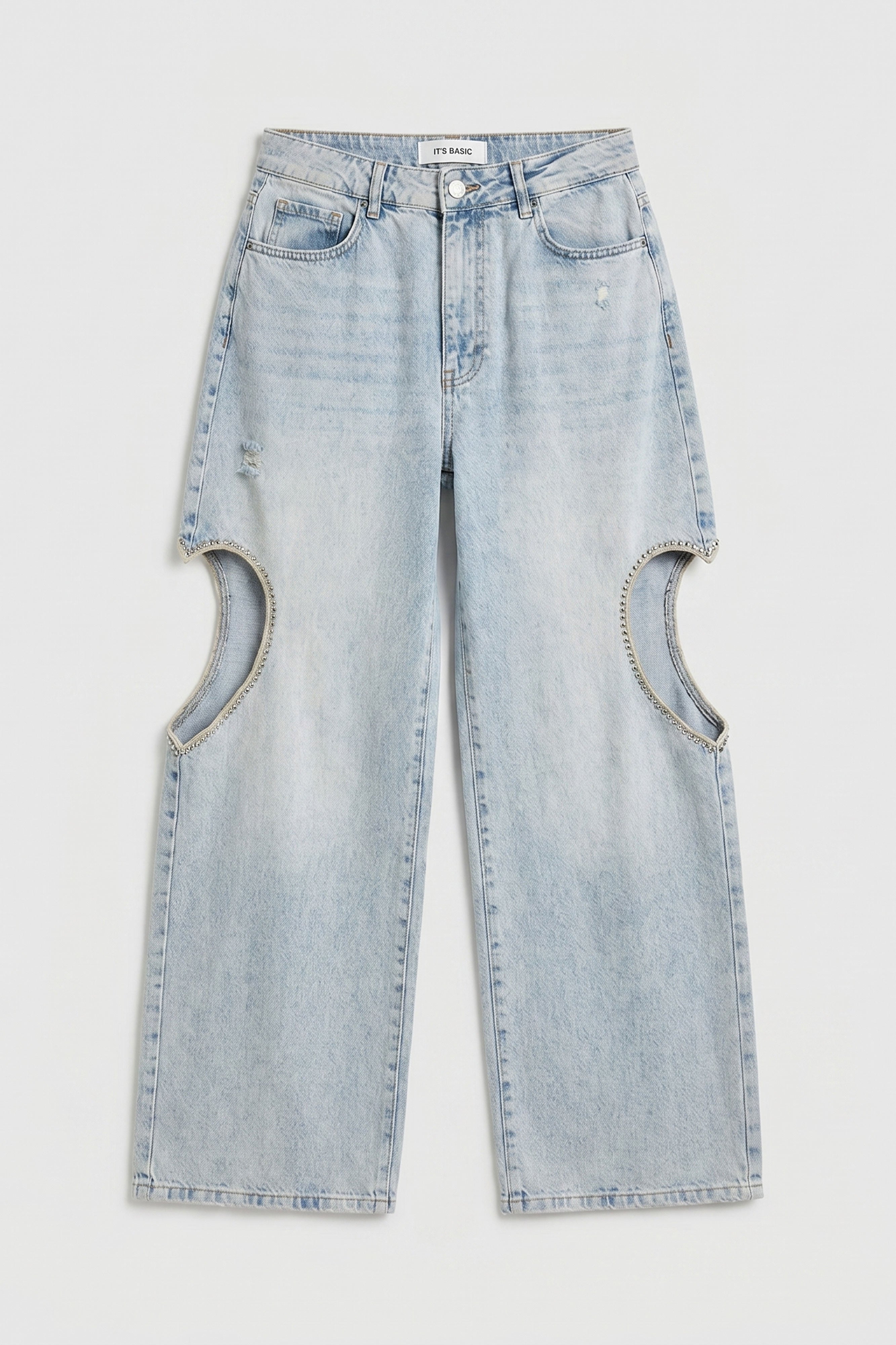 Kadın Ice T-12s6-3 Süper Baggy Fit Kalp Detaylı Tasarım Denim Jean