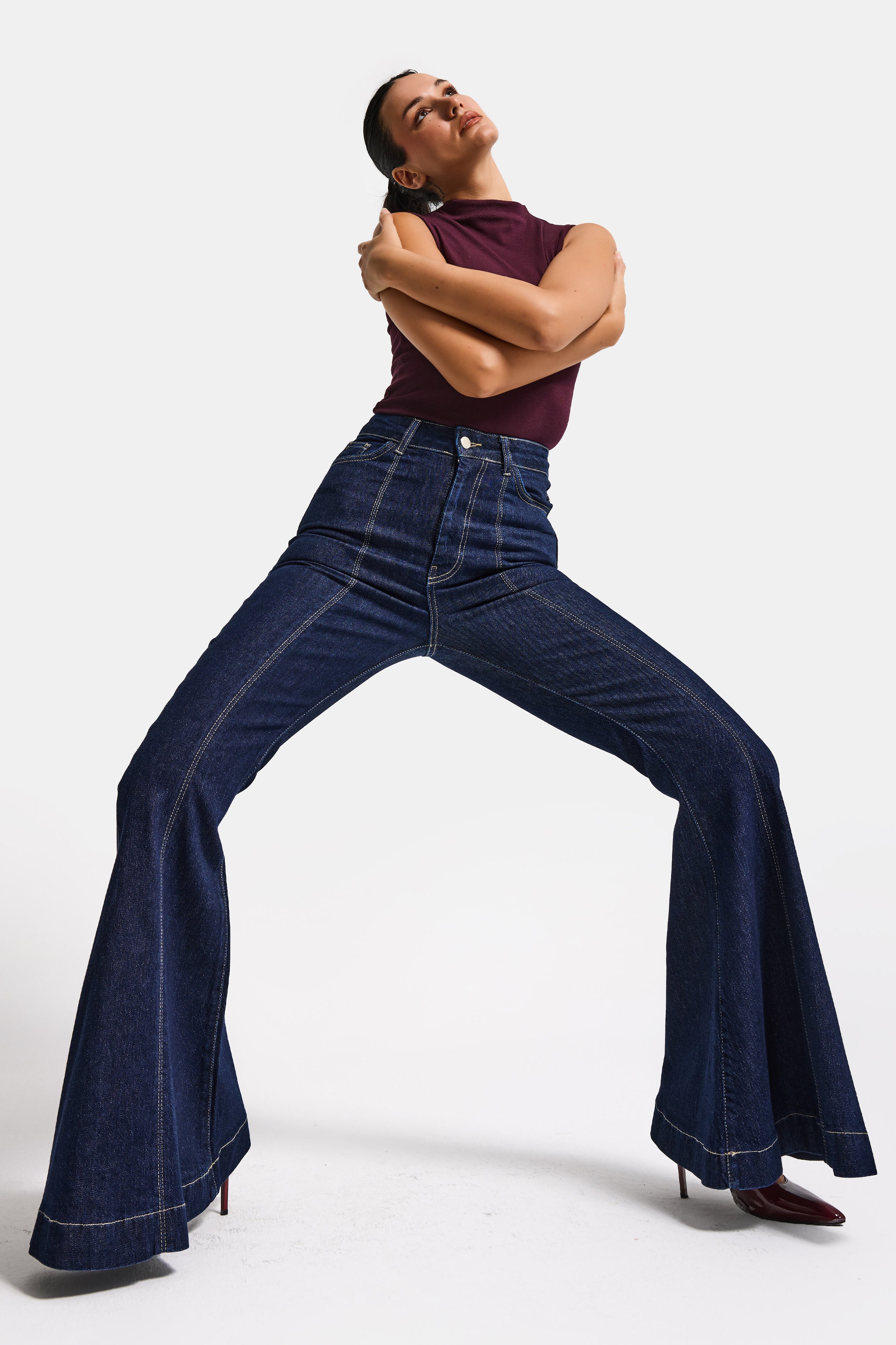 Kadın İndigo 7s6-50 Flare Fit Viskon Kumaş Elastan Denim Jean