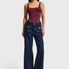 Kadın İndigo 7s6-50 Midrise Wide Leg Fit Viskon Kumaş Aksesuar Detaylı Denim Jean