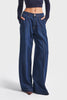 Kadın İndigo Renk 2w5-7 Süper Palazzo Fit Dökümlü Kumaş Denim Jean