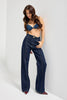 Women's Indigo 7s6-50 Straight Fit High-Waisted Button Detail Denim Jean