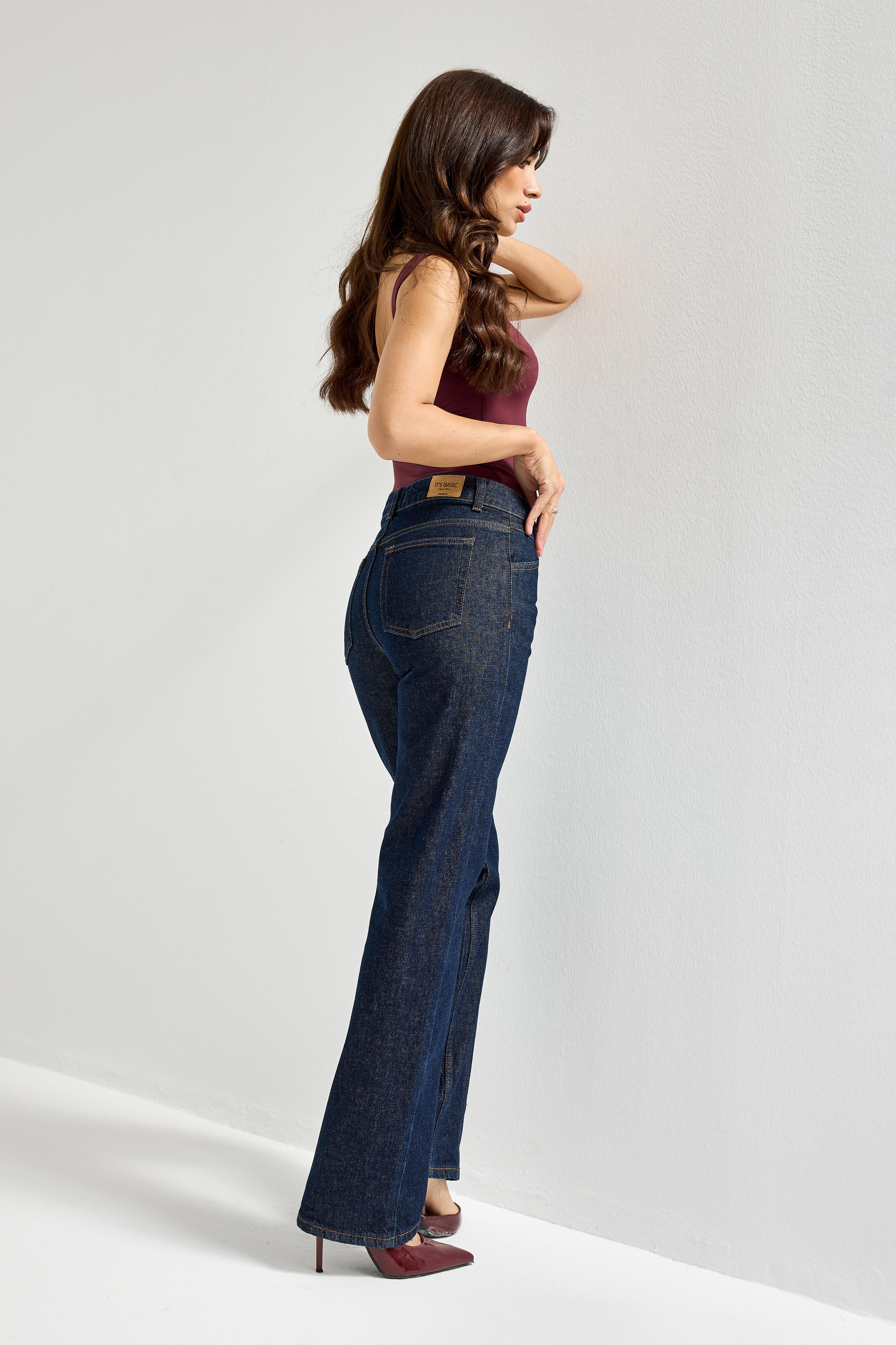 Kadın İndigo Renk 7s6-50 Straight Slim Fit %100 Koton Denim Jean