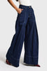 Kadın İndigo Renk 7s6-50 Süper Palazzo Fit Paça Detaylı Denim Jean