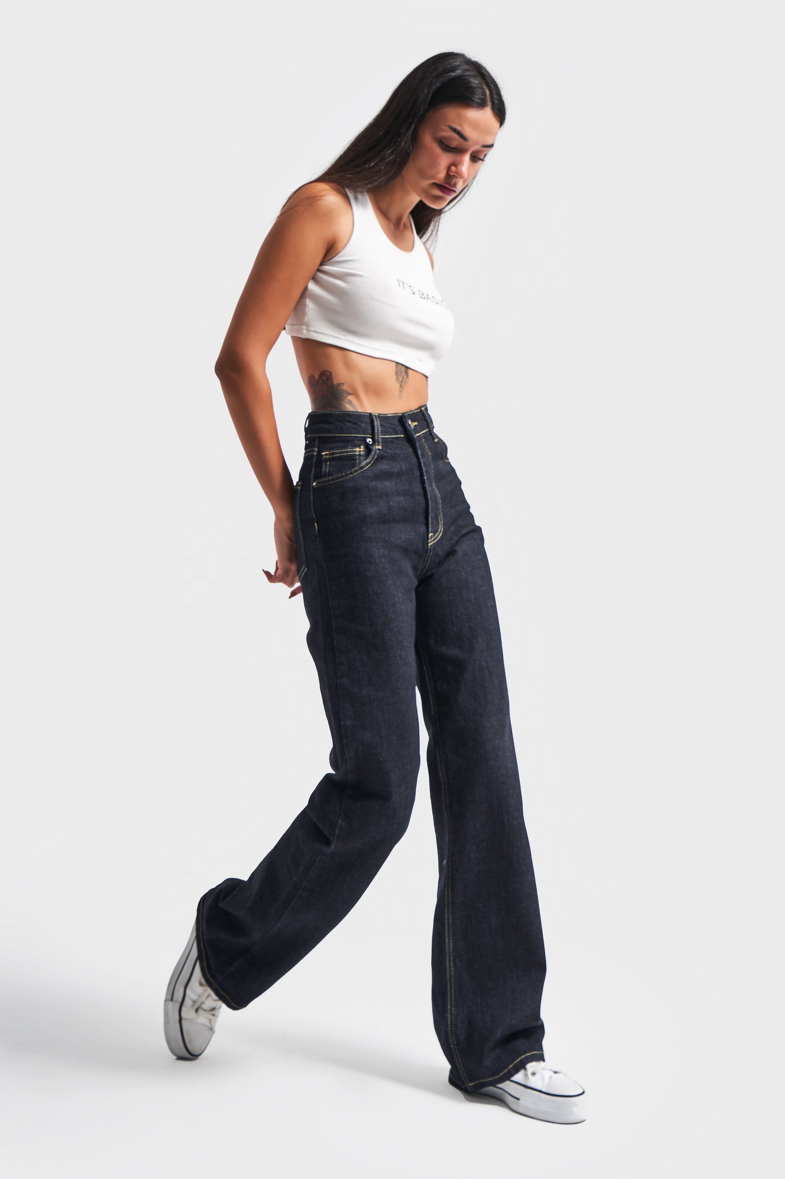 Women's Indigo Color 7w450 Lycra Fabric Straight Fit Denim
