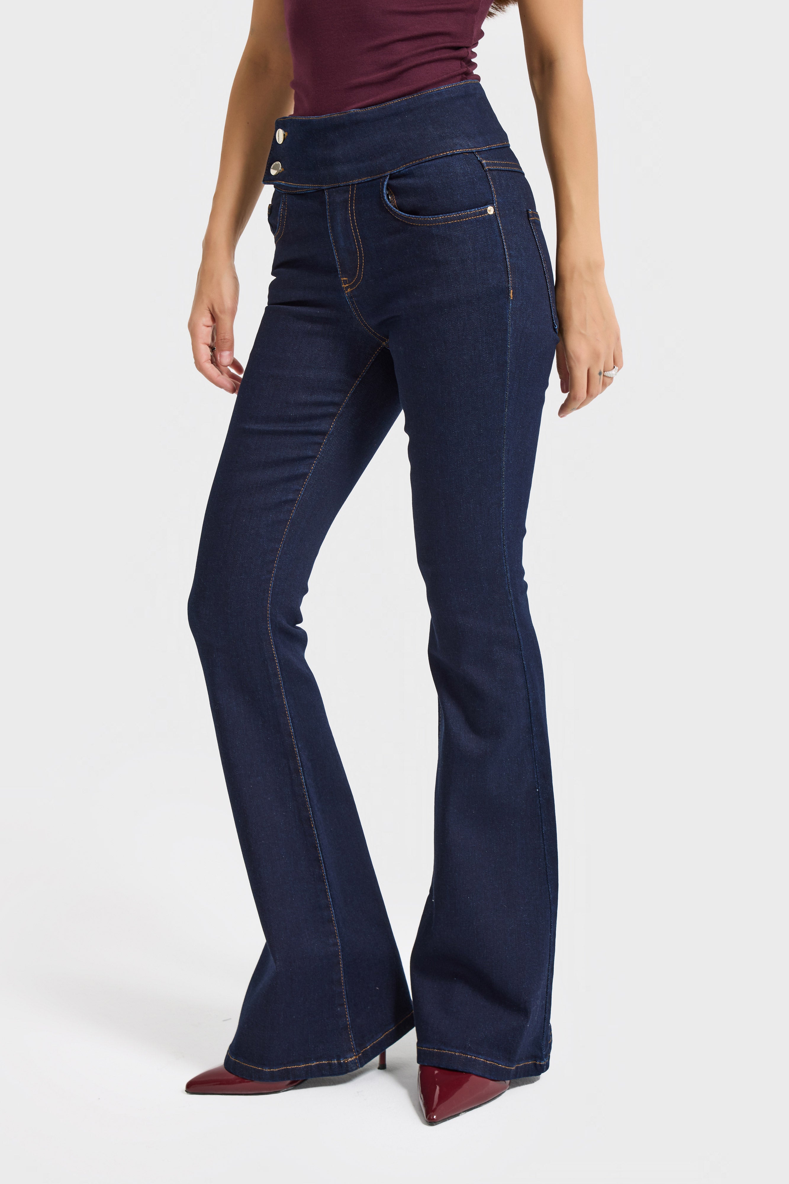 Kadın İndigo Renk 7w5-50 Flare Fit Elastan Kumaş Denim Jean