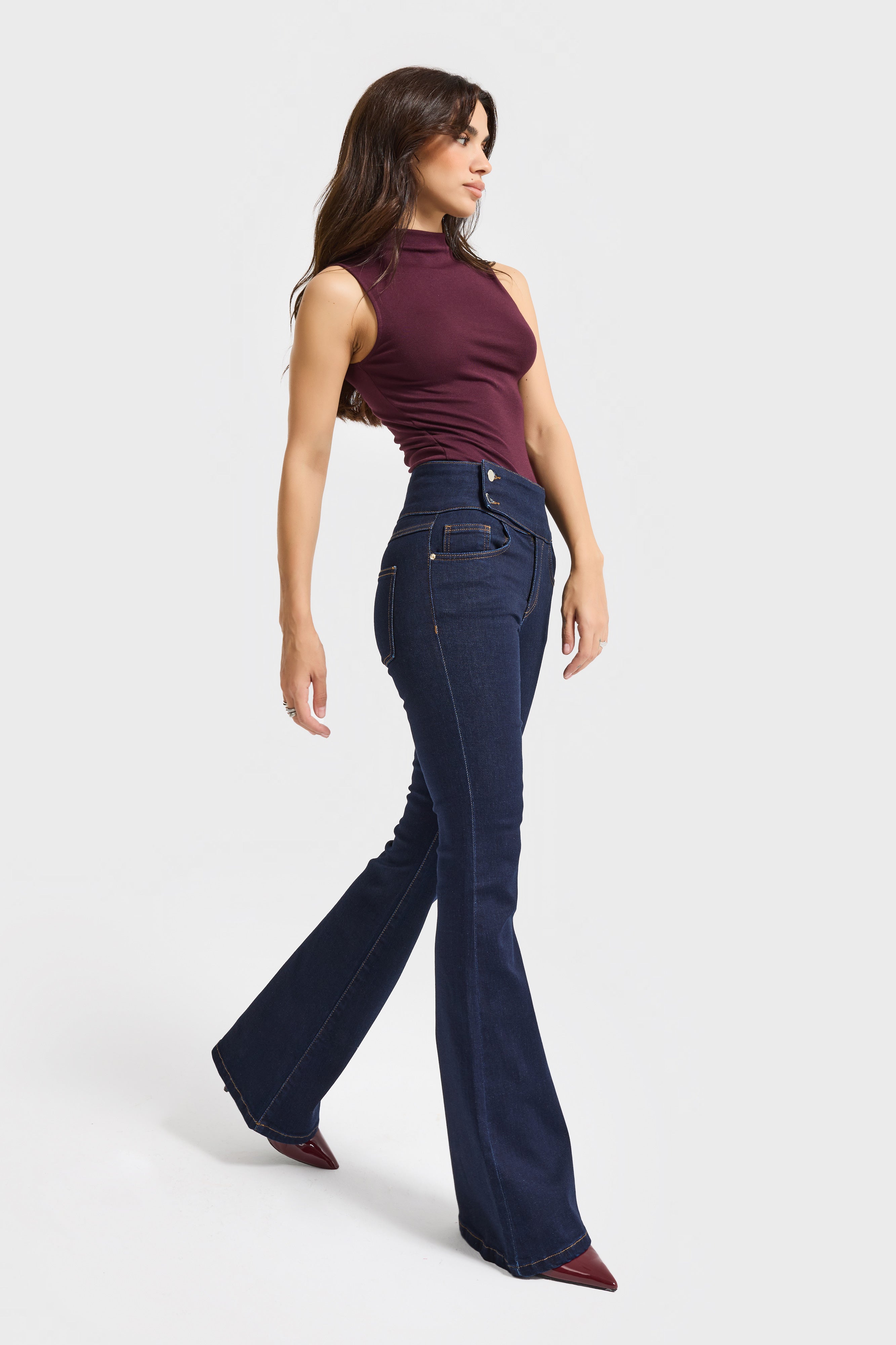 Kadın İndigo Renk 7w5-50 Flare Fit Elastan Kumaş Denim Jean