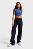 Women's Indigo 7w5-50 Loose Fit Mid-Rise 80cm Inseam 100% Cotton Denim Jeans
