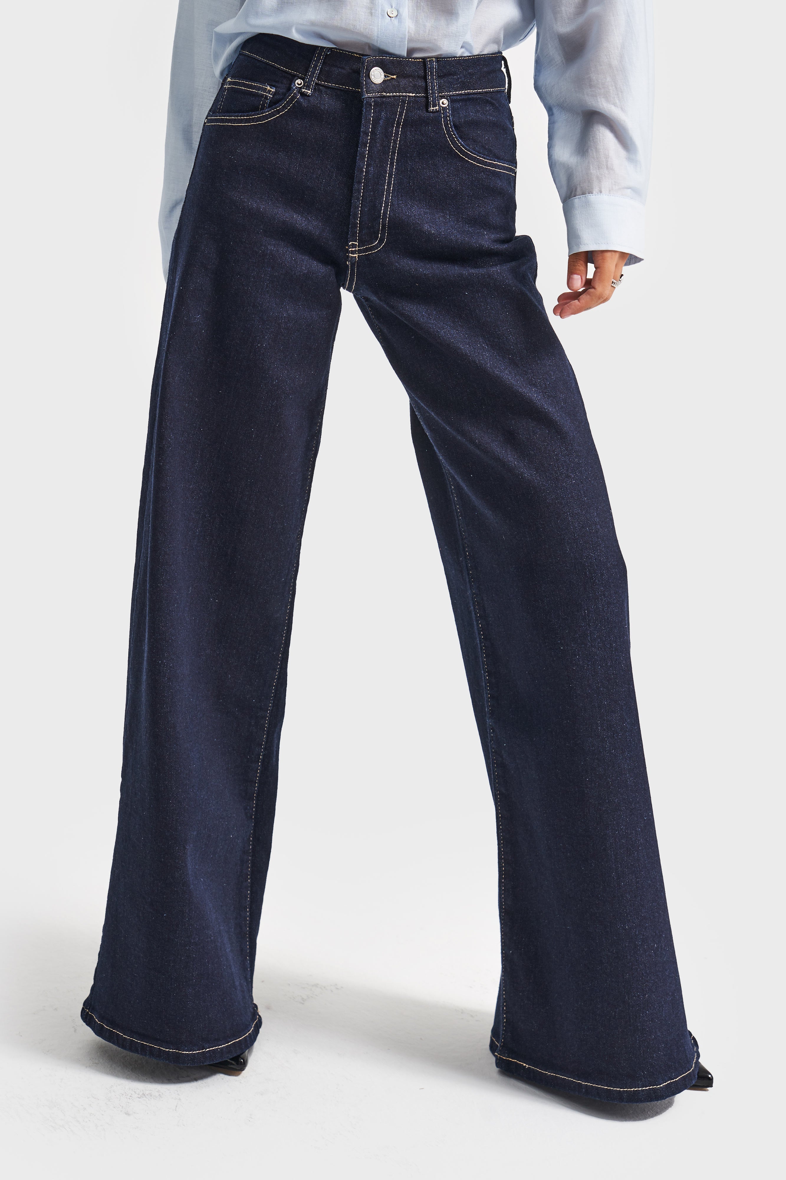 yページ Kadın İndigo Palazzo Fit Esnek Denim Jean