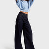 Women's Indigo 7w5-50 Palazzo Fit 100% Cotton Inseam 80cm Denim Jeans