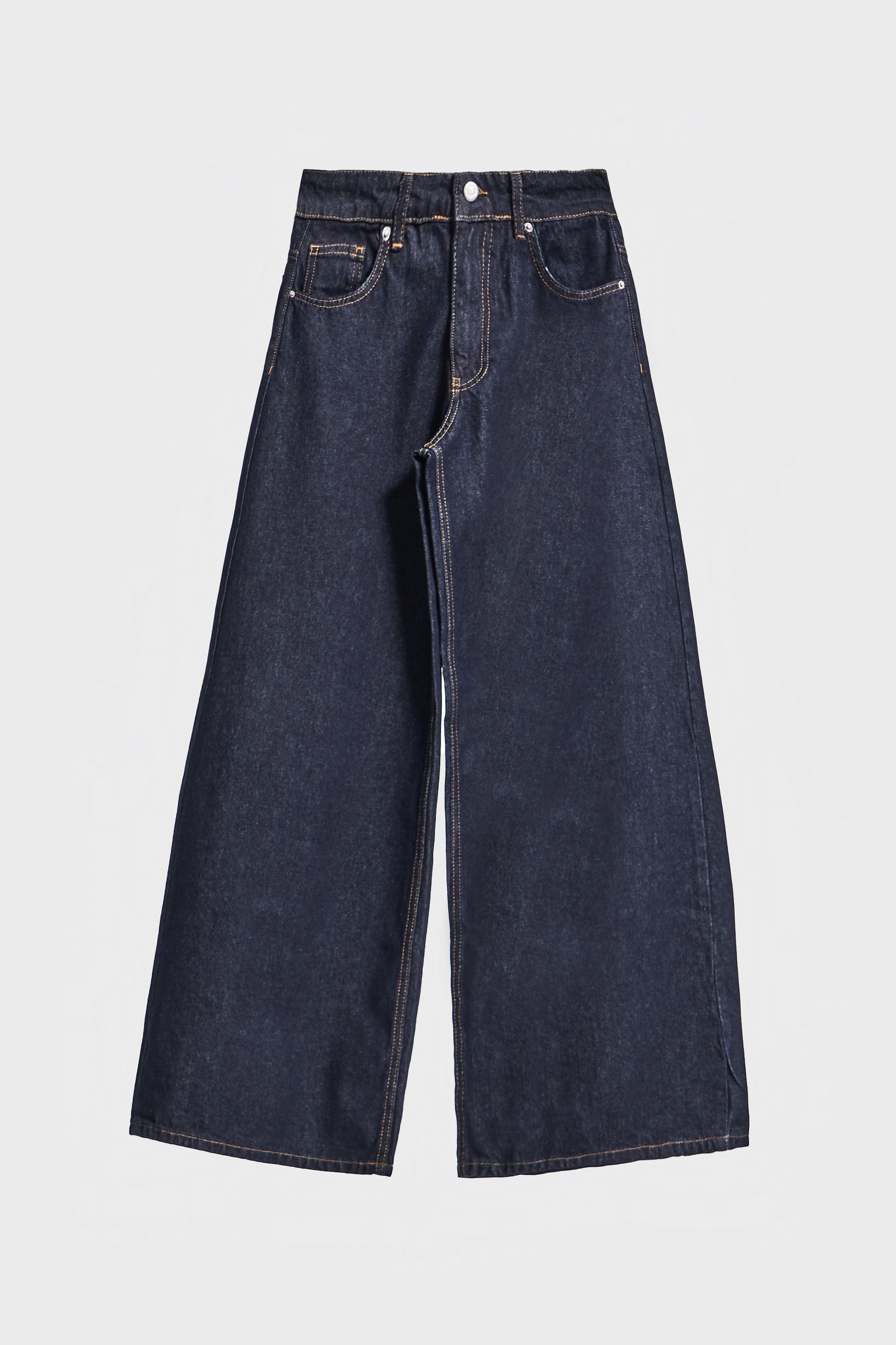 Kadın İndigo Renk 7w5-50 Palazzo Fit %100 Koton İç Boy 80cm Denim Jean