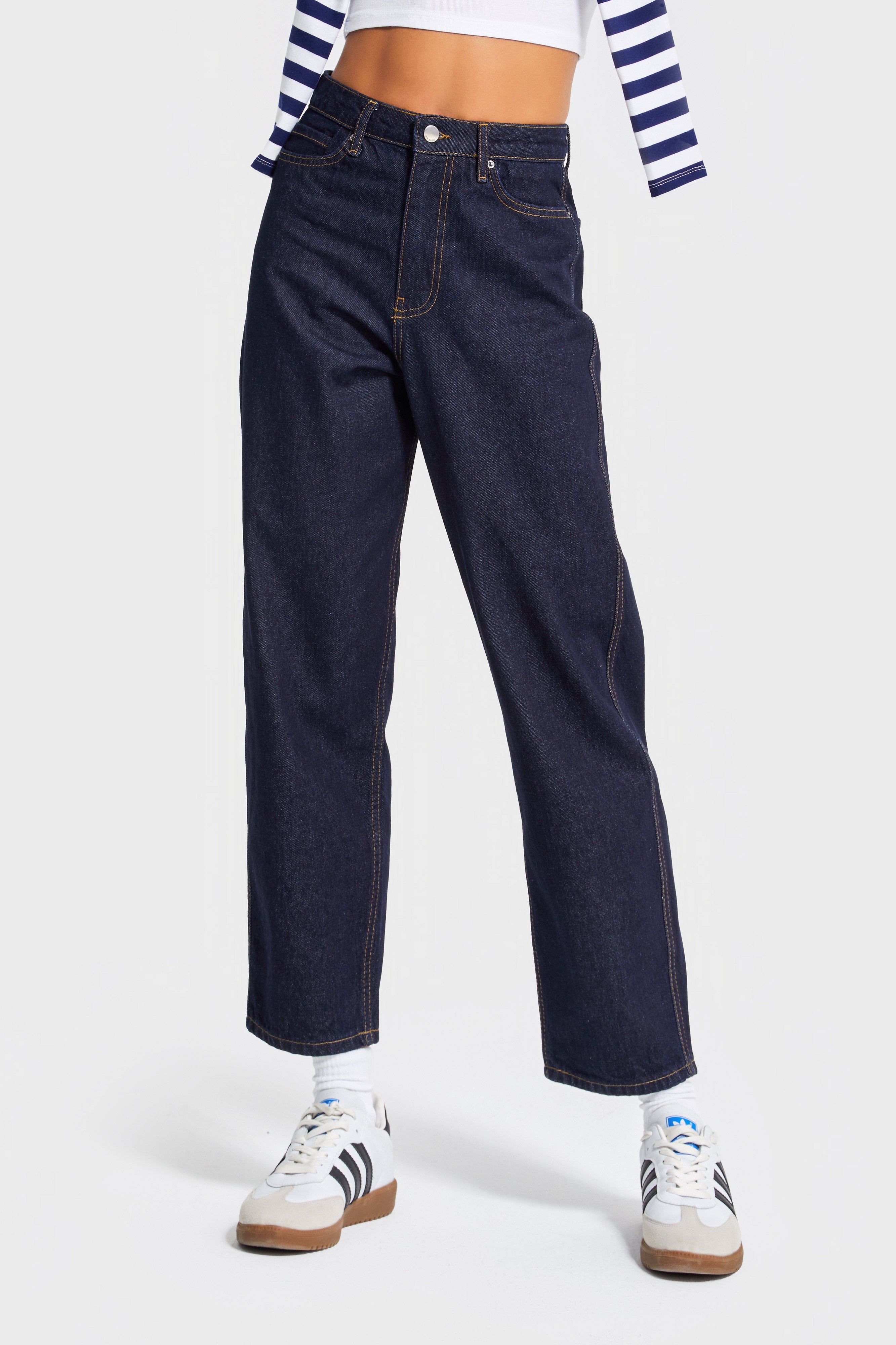 Kadın İndigo Renk 7w5-50 Relax Fit %100 Koton İç Boy 69cm %100 Koton Denim Jean