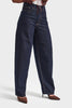 Women's Indigo Cindy 7w5-50 Skater Fit Loose Internal Length 80cm Denim Jean