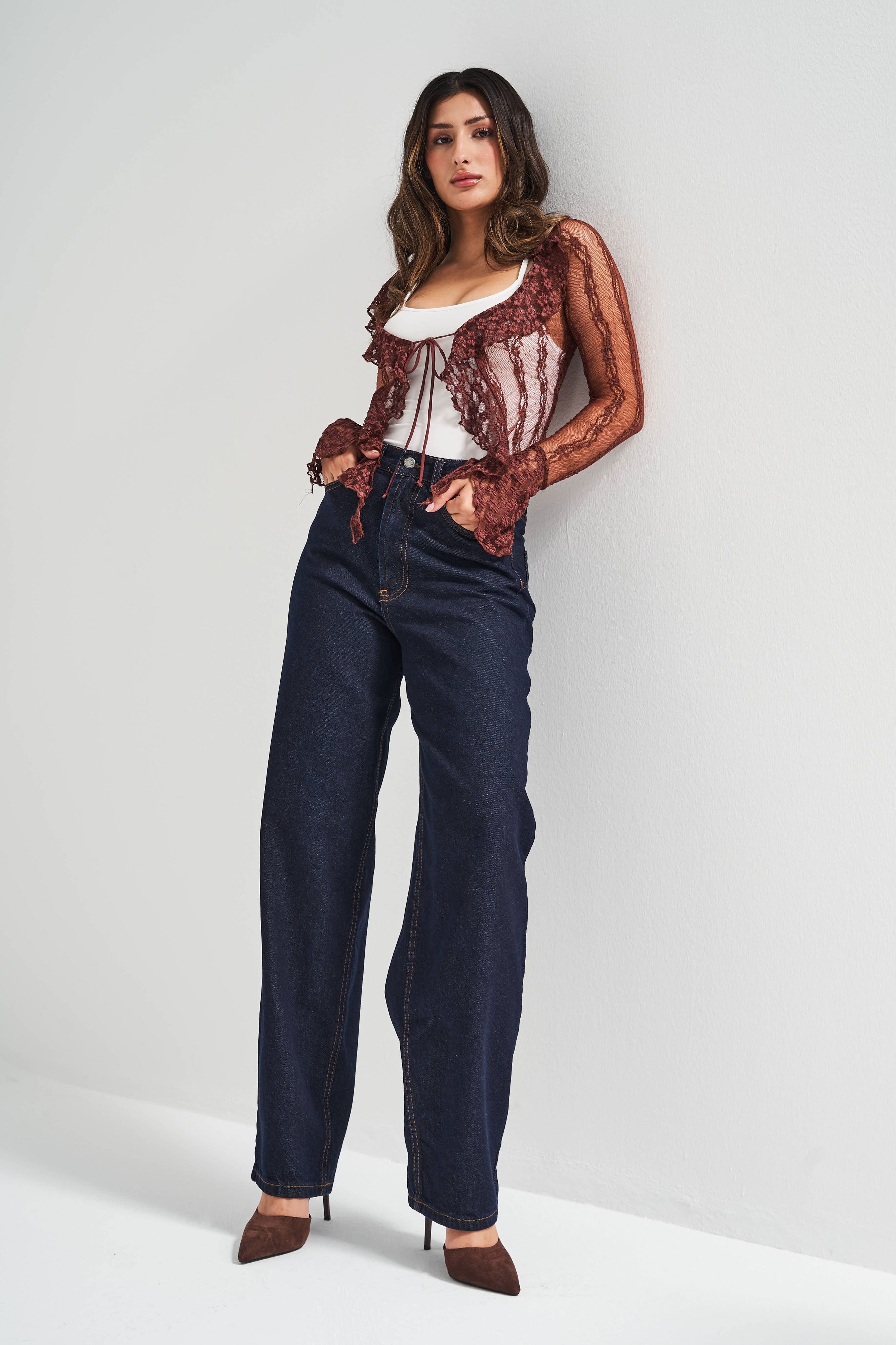 Kadın İndigo Renk Cindy 7w5-50 Skater Fit Bol Kesim İç Boy 80cm Denim Jean