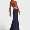 Women's Indigo Color 7w5-50 Super Palazzo Fit Flexible Elastane Fabric Denim Jeans