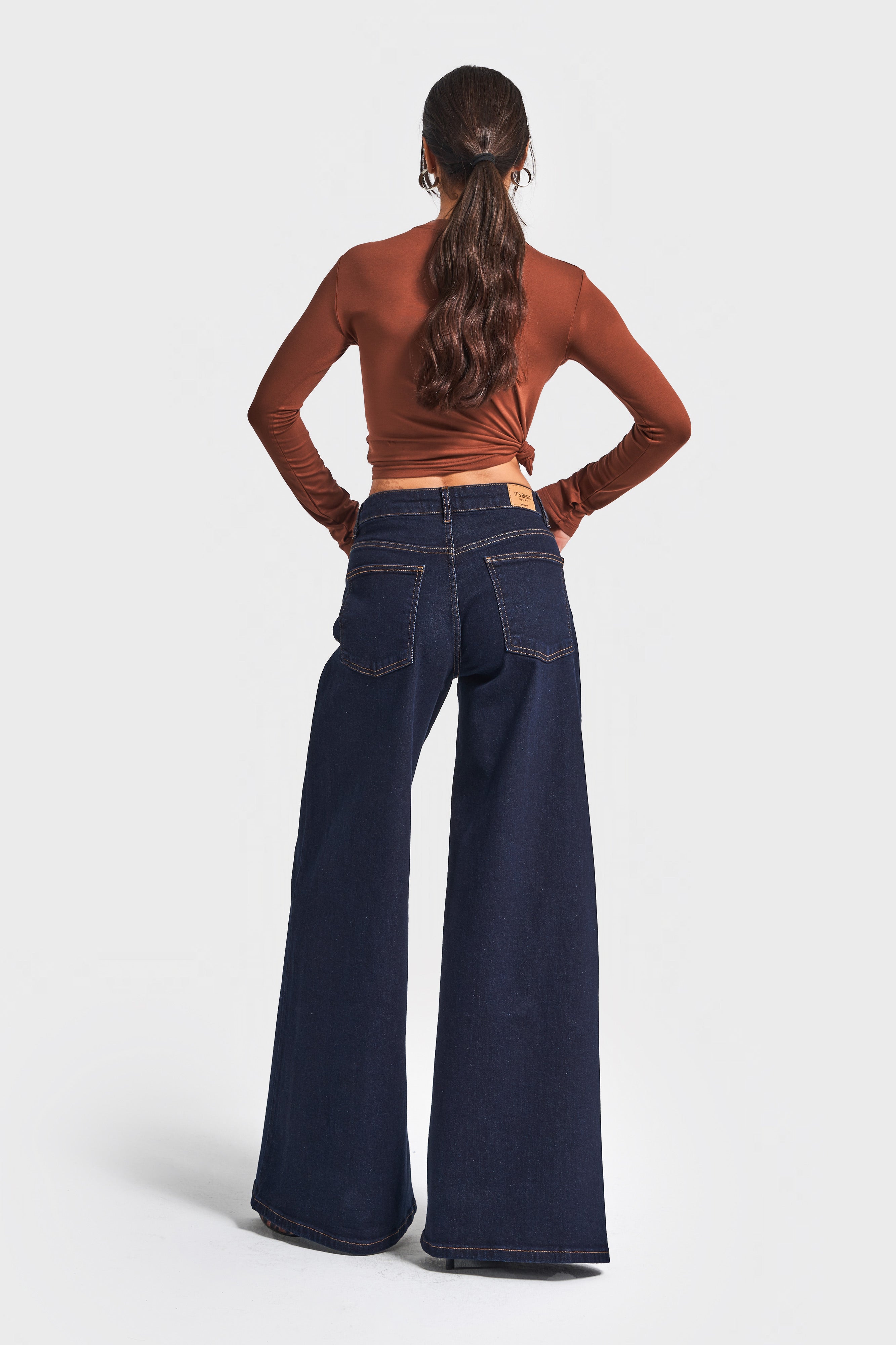 Kadın İndigo Renk 7w5-50 Süper Palazzo Fit Esnek Elastan Kumaş Denim Jean