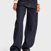 Kadın İndigo Renk Lotus 7w5-50 Baggy Fit İç Boy 83cm Kemer Detaylı %100 Koton Denim Jean